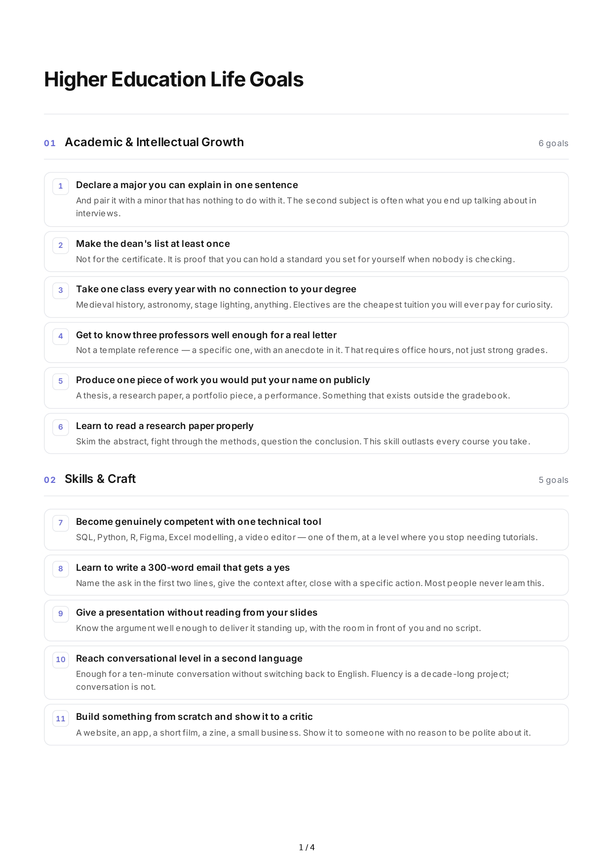 Higher Education Life Goals - Free AI Life Goals Generator, 50+ Real Life Goals Examples