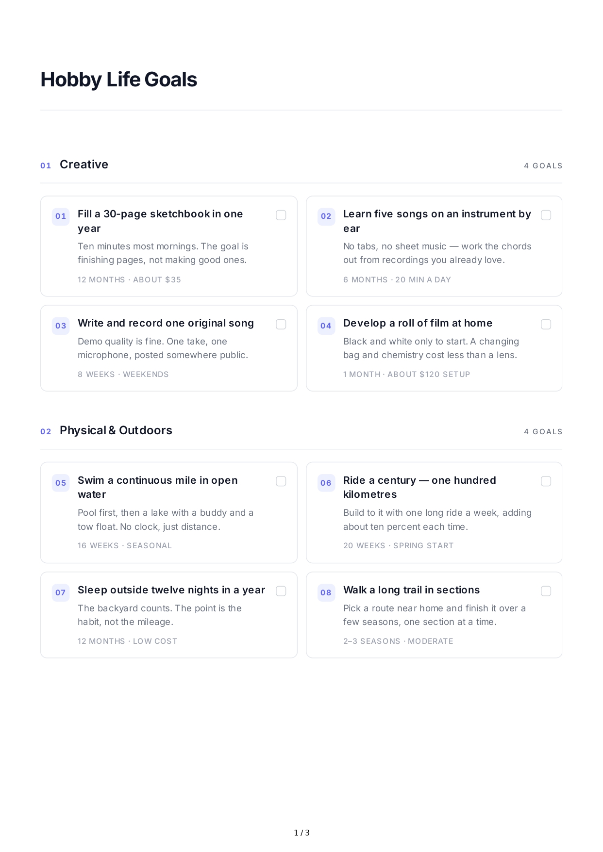 Hobby Life Goals - Free AI Life Goals Generator, 50+ Real Life Goals Examples