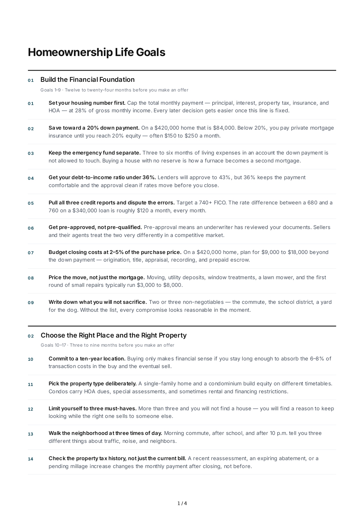 Homeownership Life Goals - Free AI Life Goals Generator, 50+ Real Life Goals Examples