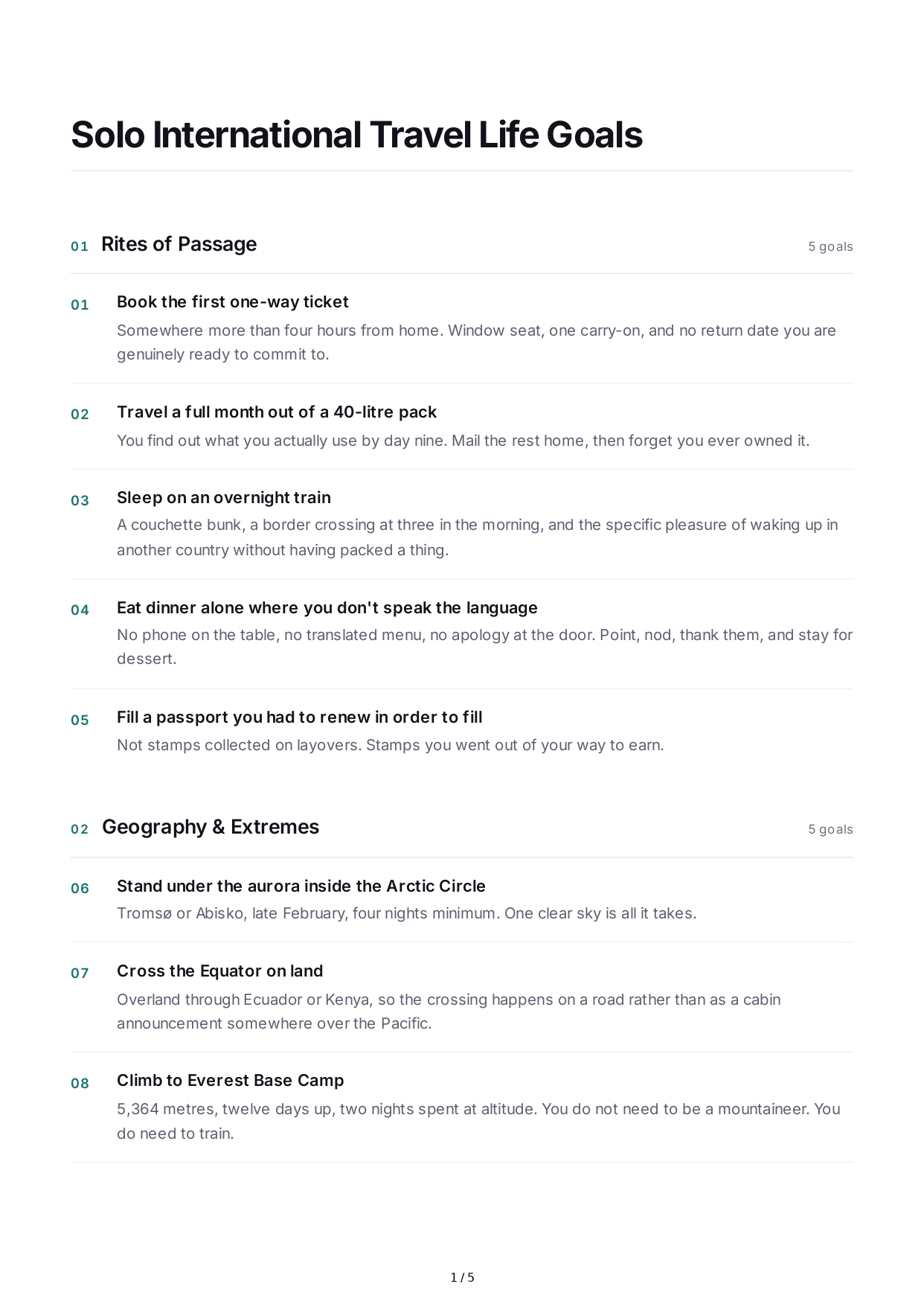 International Travel Life Goals - Free AI Life Goals Generator, 50+ Real Life Goals Examples