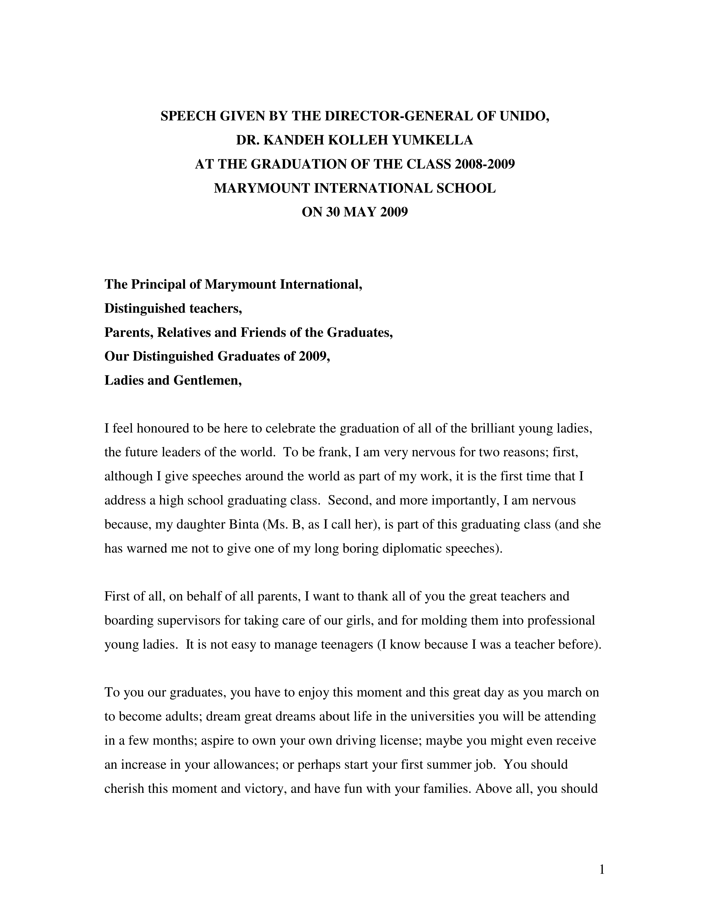 Kandeh Yumkella Commencement Speech - Free AI Commencement Speech Generator, 50+ Real Commencement Speech Examples