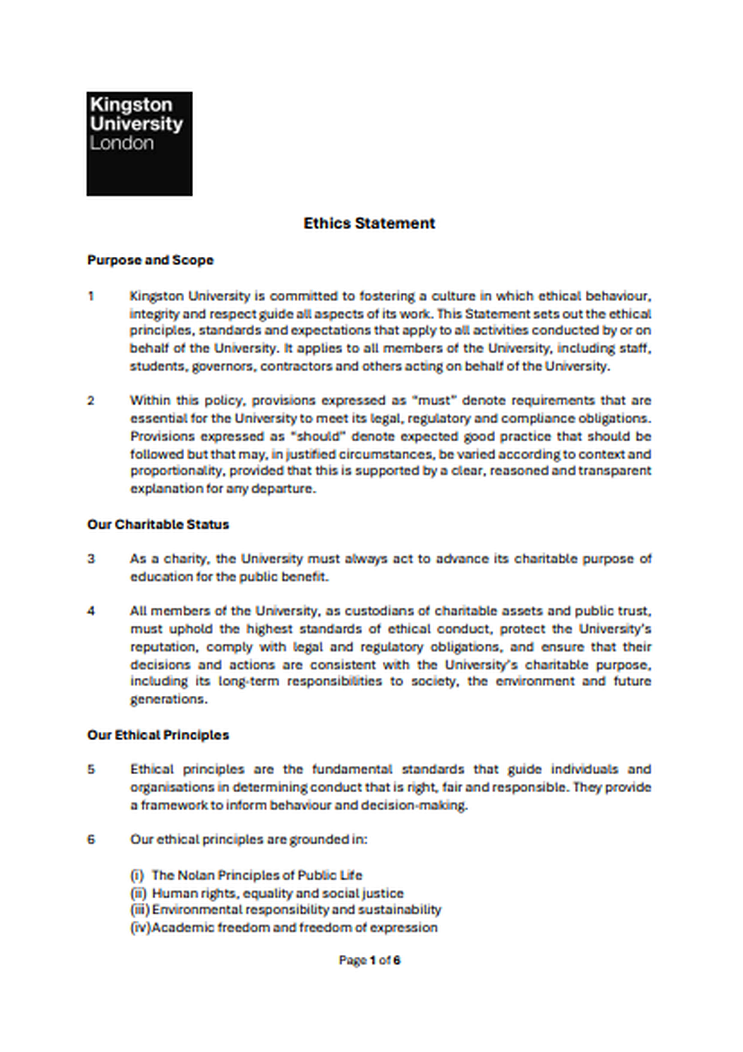 Kingston University Ethics Statement - Free AI Statement Generator, 50+ Real Statement Examples