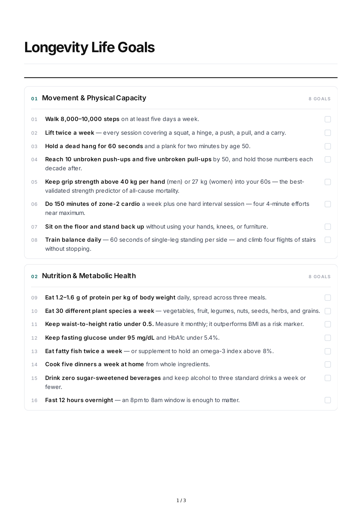 Longevity Life Goals - Free AI Life Goals Generator, 50+ Real Life Goals Examples