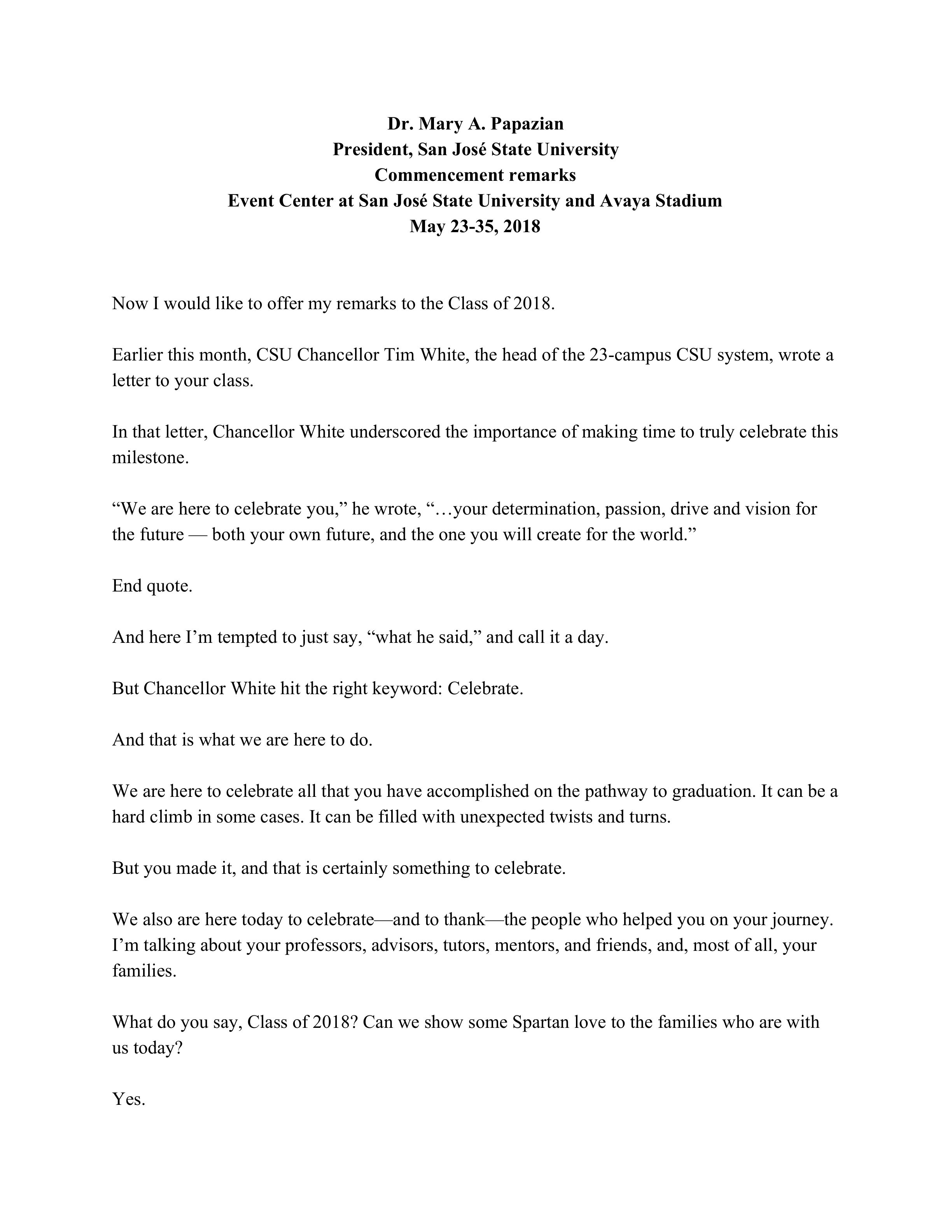 Mary Papazian Commencement Speech - Free AI Commencement Speech Generator, 50+ Real Commencement Speech Examples