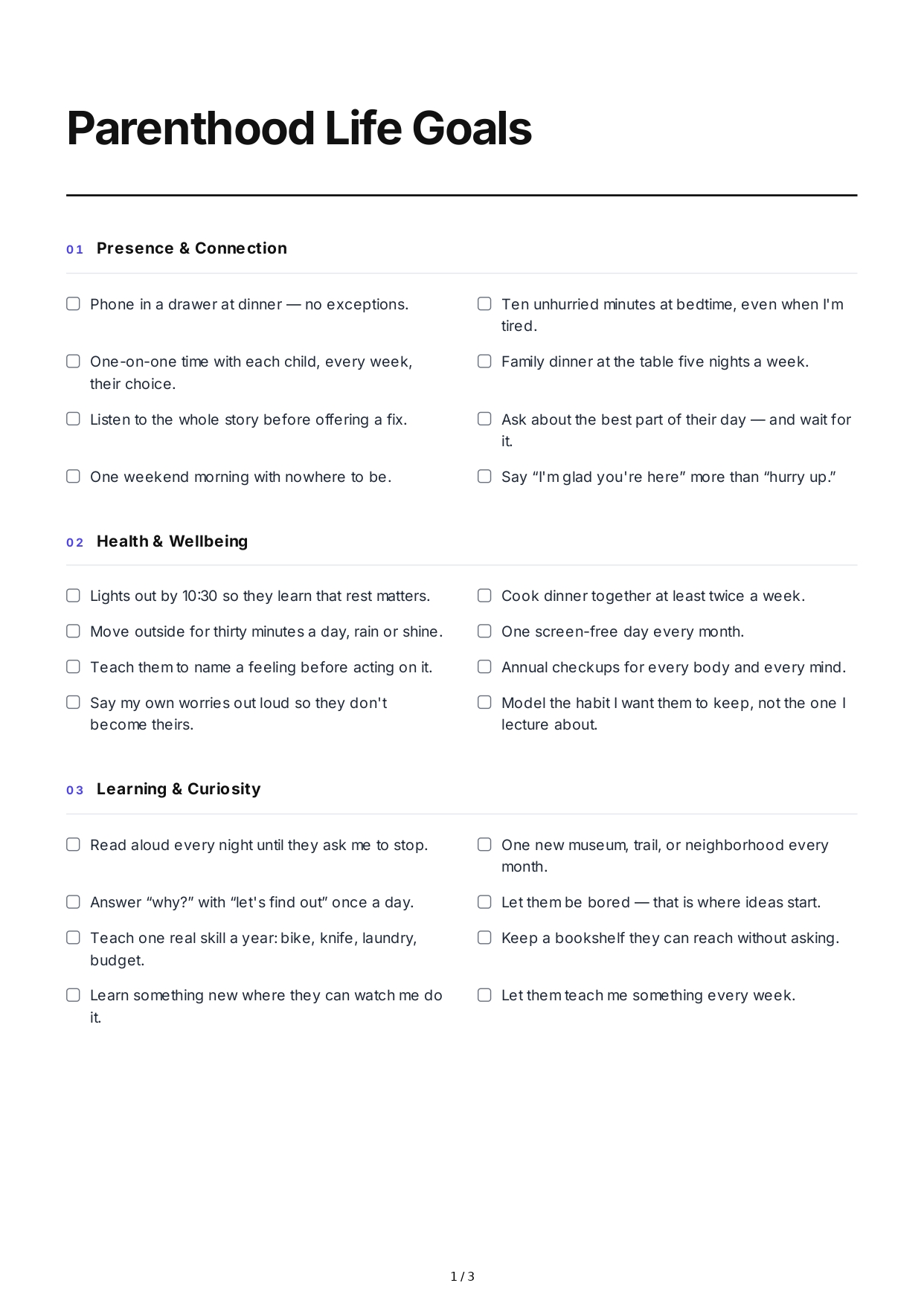 Parenthood Life Goals - Free AI Life Goals Generator, 50+ Real Life Goals Examples