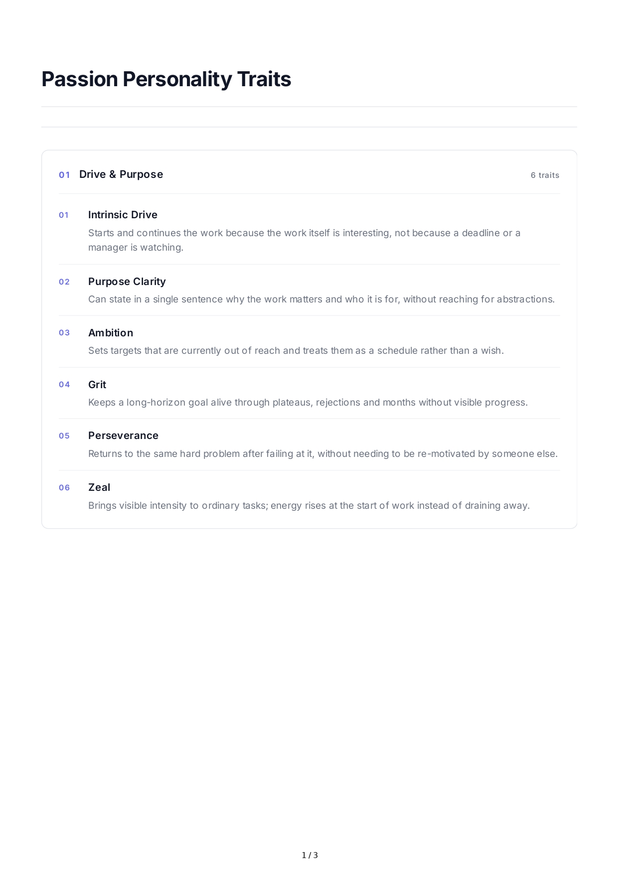 Passion Personality Traits - Free AI Personality Traits Generator, 50+ Real Personality Traits Examples