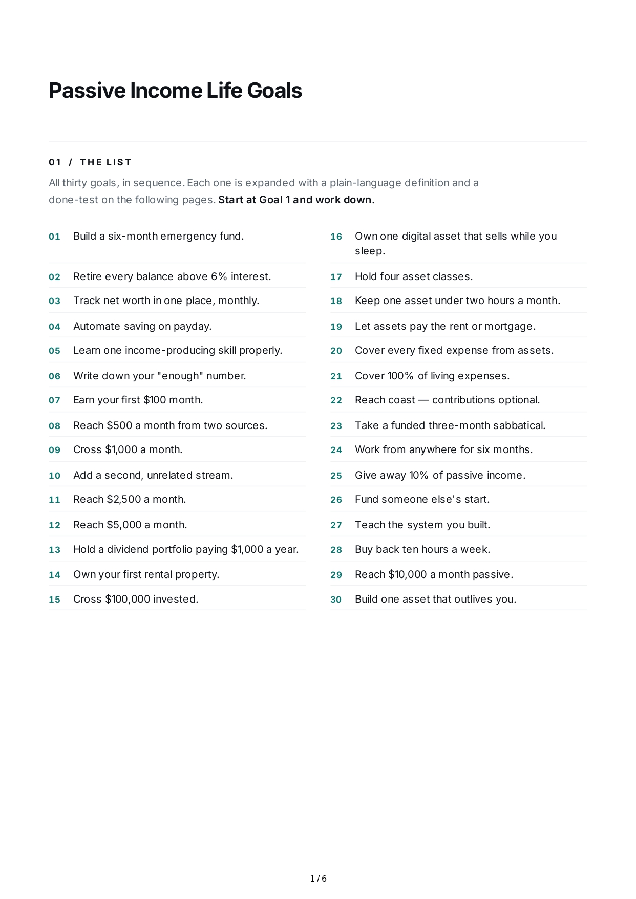 Passive Income Life Goals - Free AI Life Goals Generator, 50+ Real Life Goals Examples