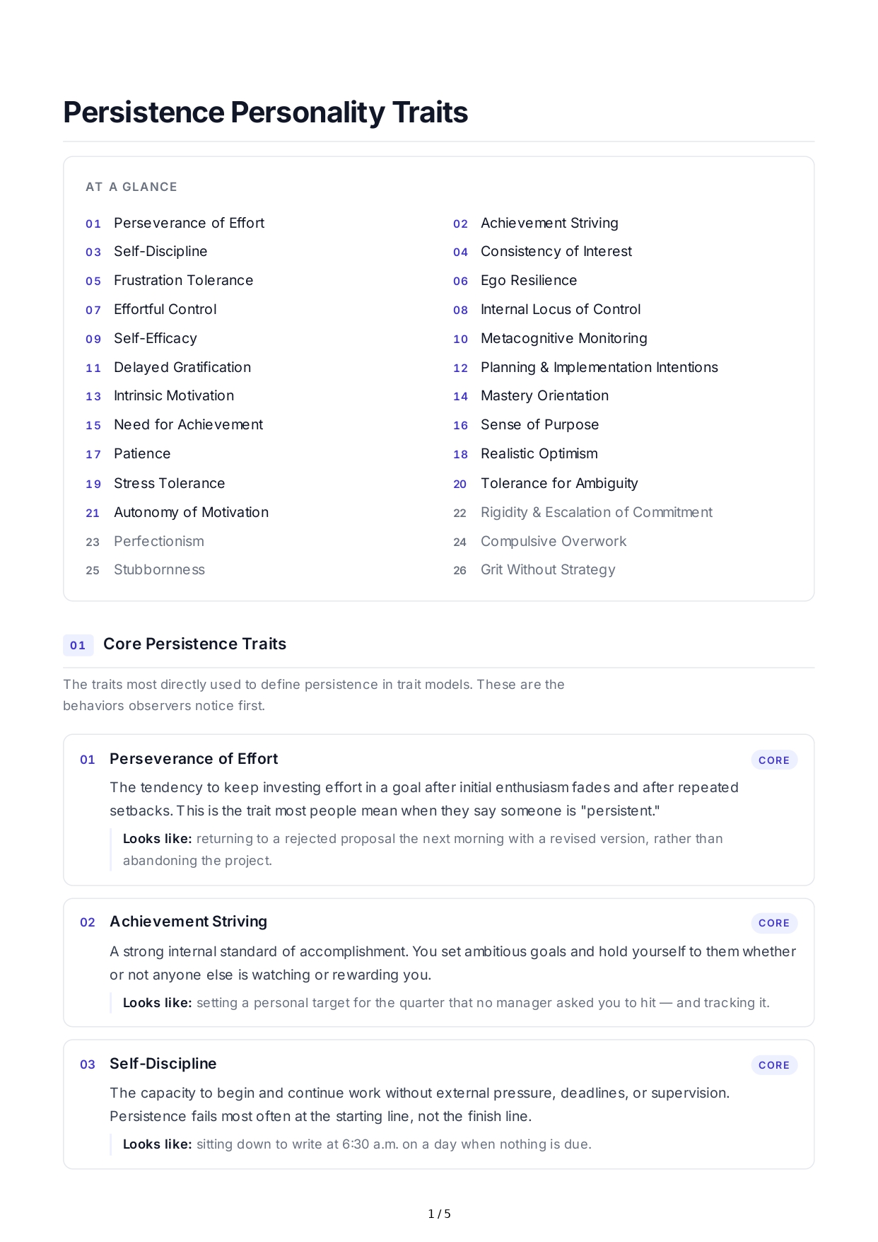 Persistence Personality Traits - Free AI Personality Traits Generator, 50+ Real Personality Traits Examples