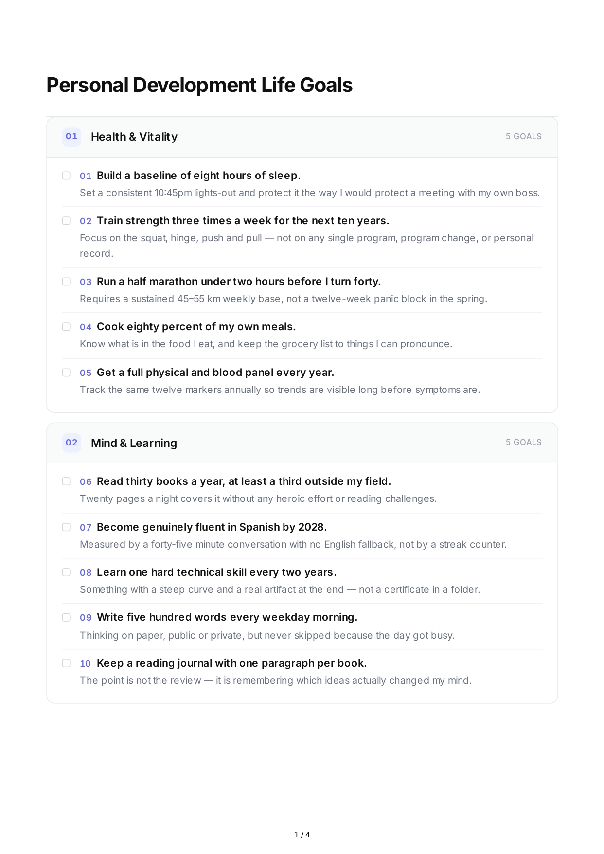 Personal Development Life Goals - Free AI Life Goals Generator, 50+ Real Life Goals Examples