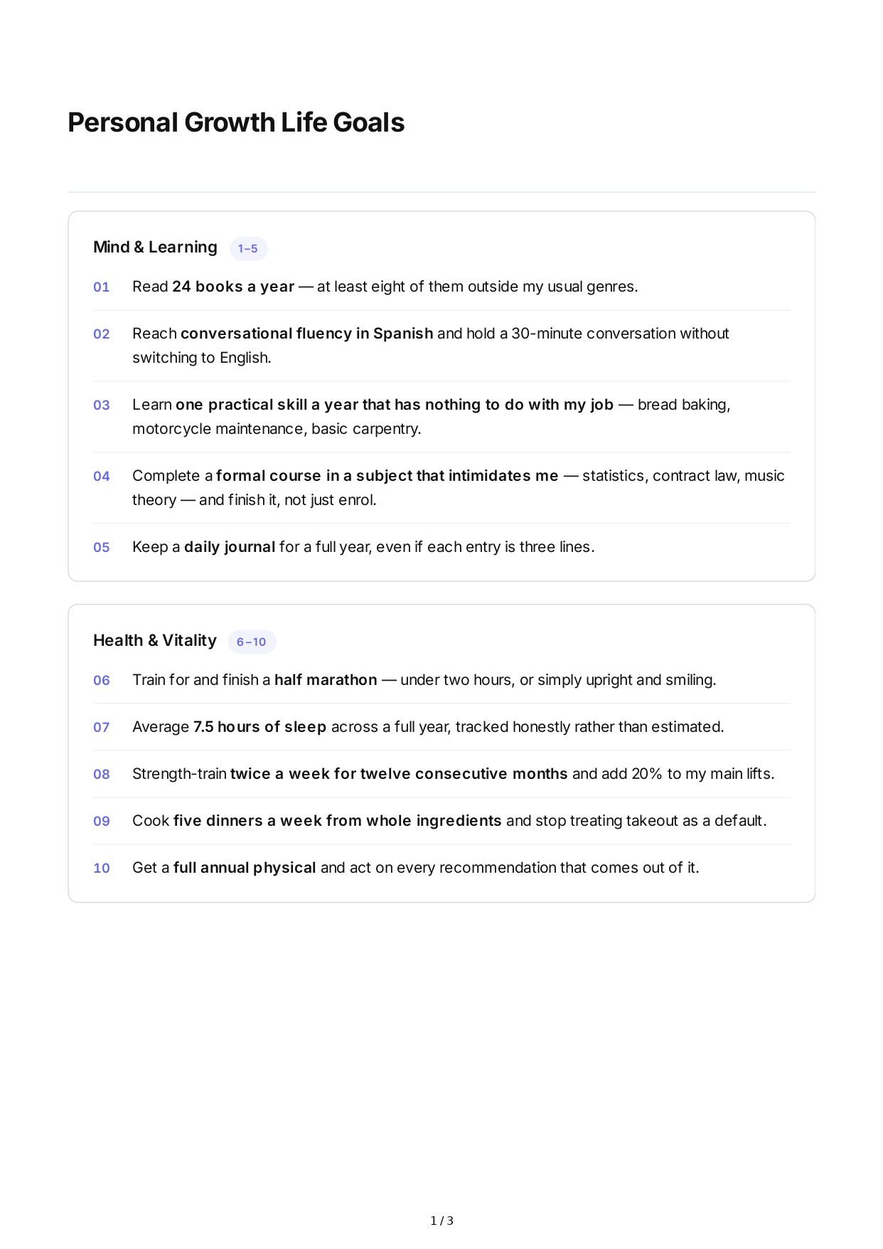 Personal Growth Life Goals - Free AI Life Goals Generator, 50+ Real Life Goals Examples
