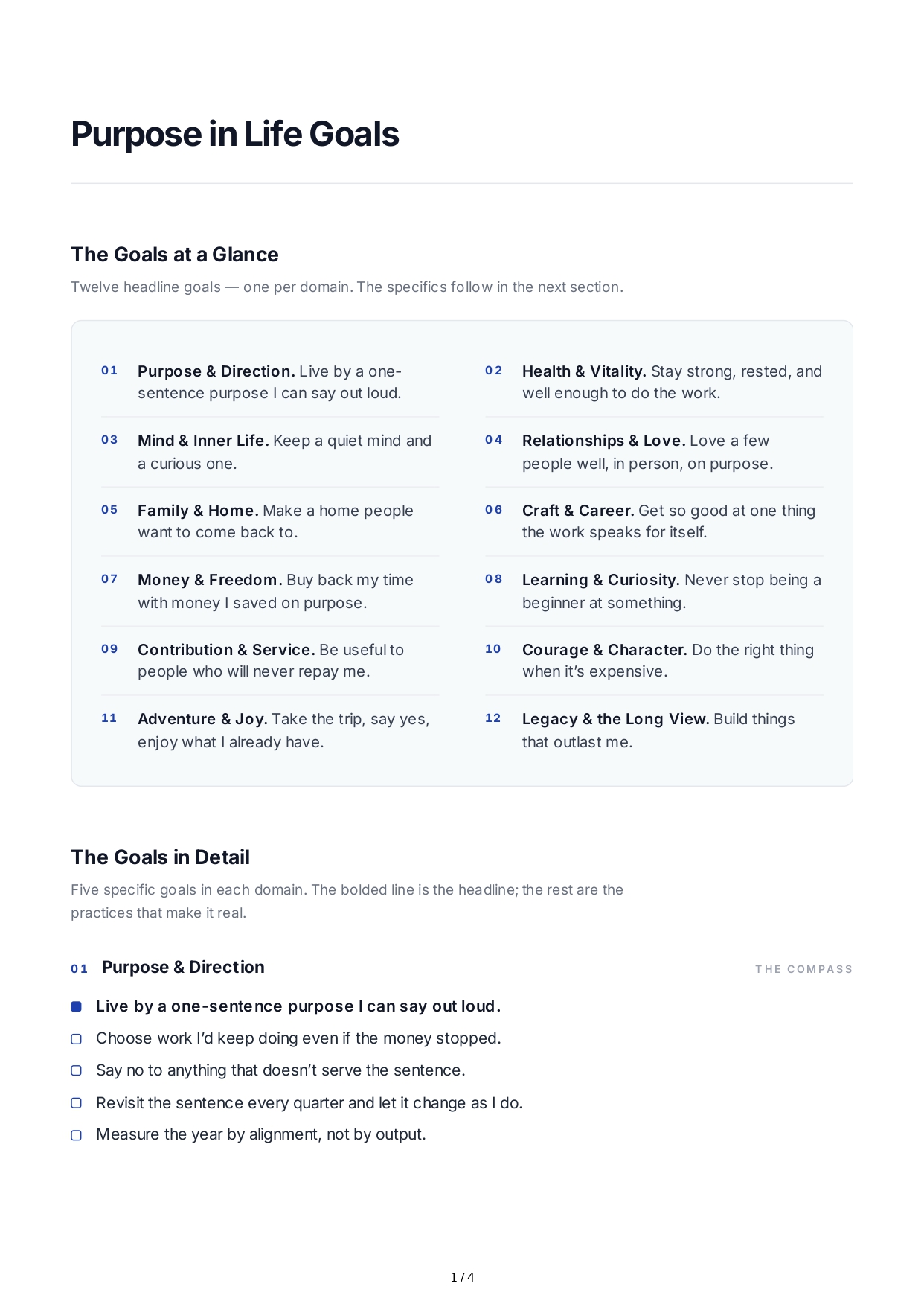 Purpose in Life Goals - Free AI Life Goals Generator, 50+ Real Life Goals Examples