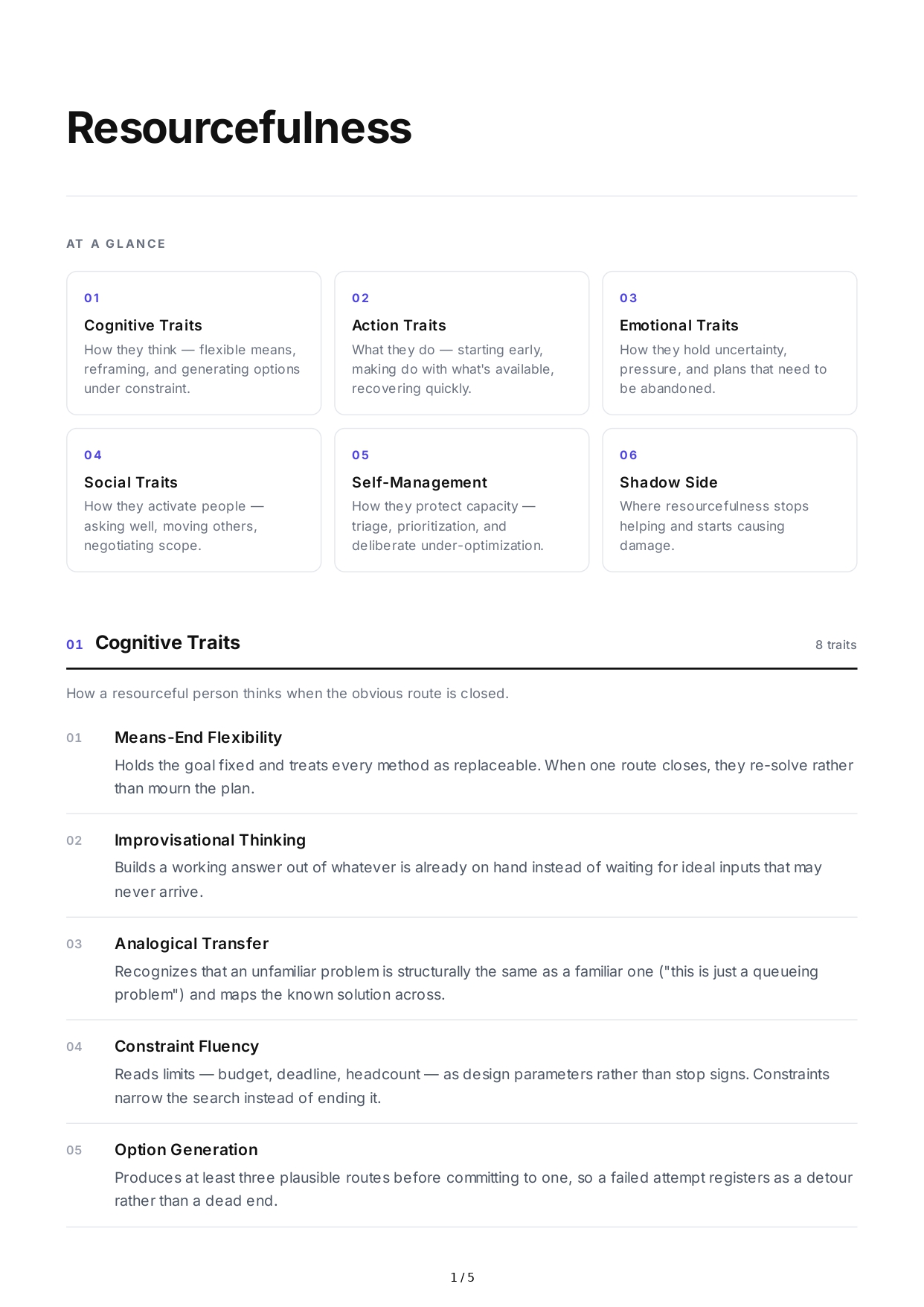Resourcefulness Personality Traits - Free AI Personality Traits Generator, 50+ Real Personality Traits Examples