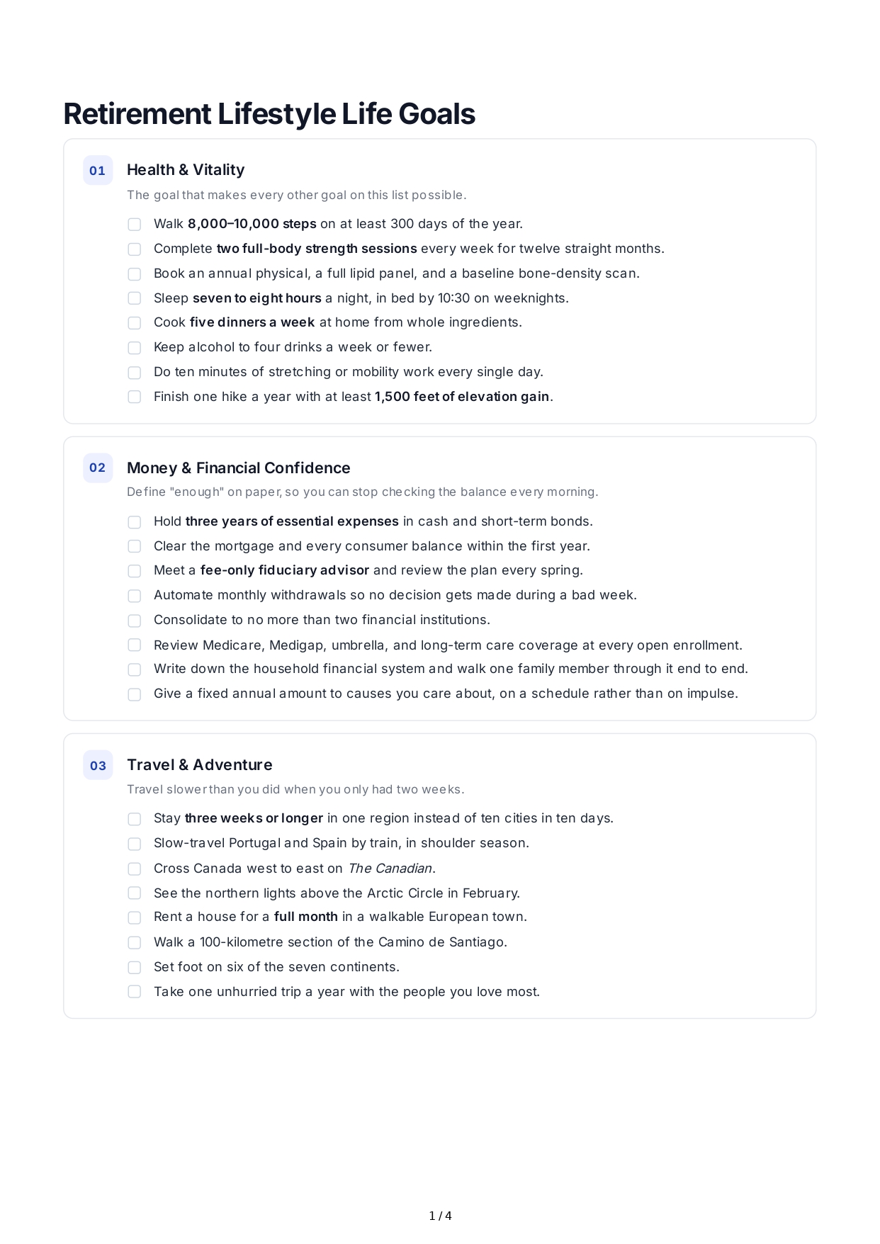 Retirement Lifestyle Life Goals - Free AI Life Goals Generator, 50+ Real Life Goals Examples