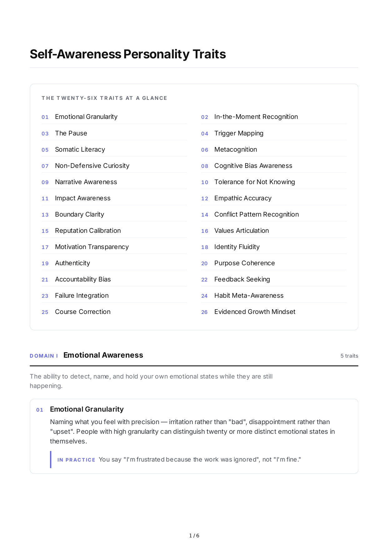 Self-Awareness Personality Traits - Free AI Personality Traits Generator, 50+ Real Personality Traits Examples