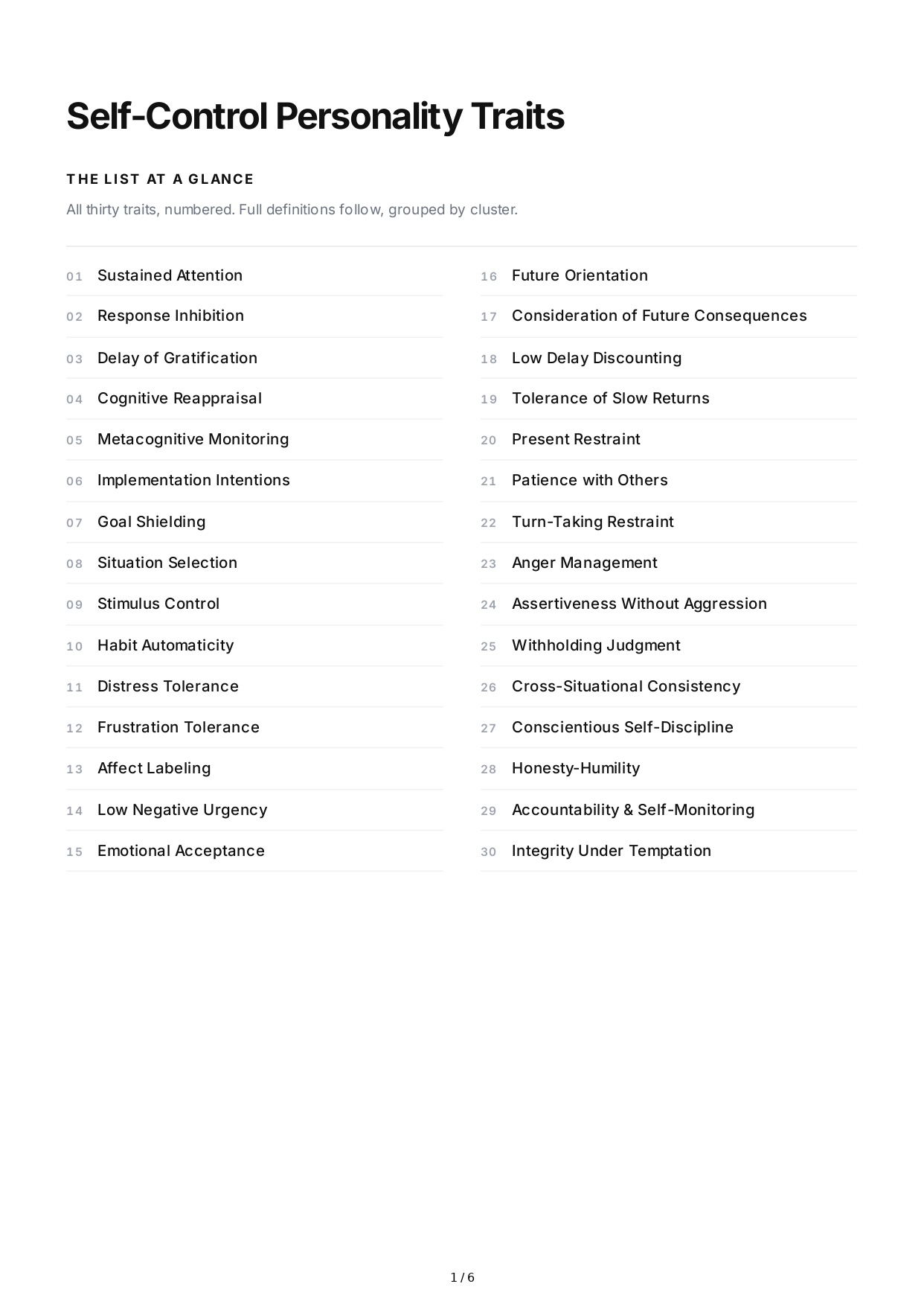 Self-Control Personality Traits - Free AI Personality Traits Generator, 50+ Real Personality Traits Examples