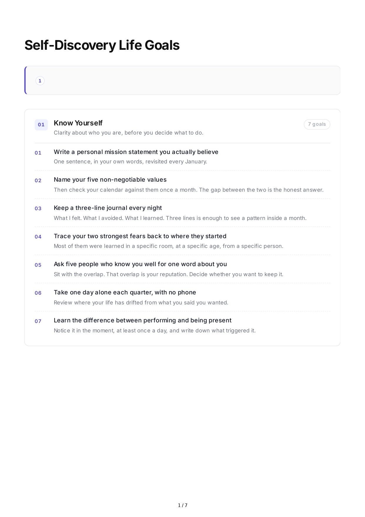 Self-Discovery Life Goals - Free AI Life Goals Generator, 50+ Real Life Goals Examples
