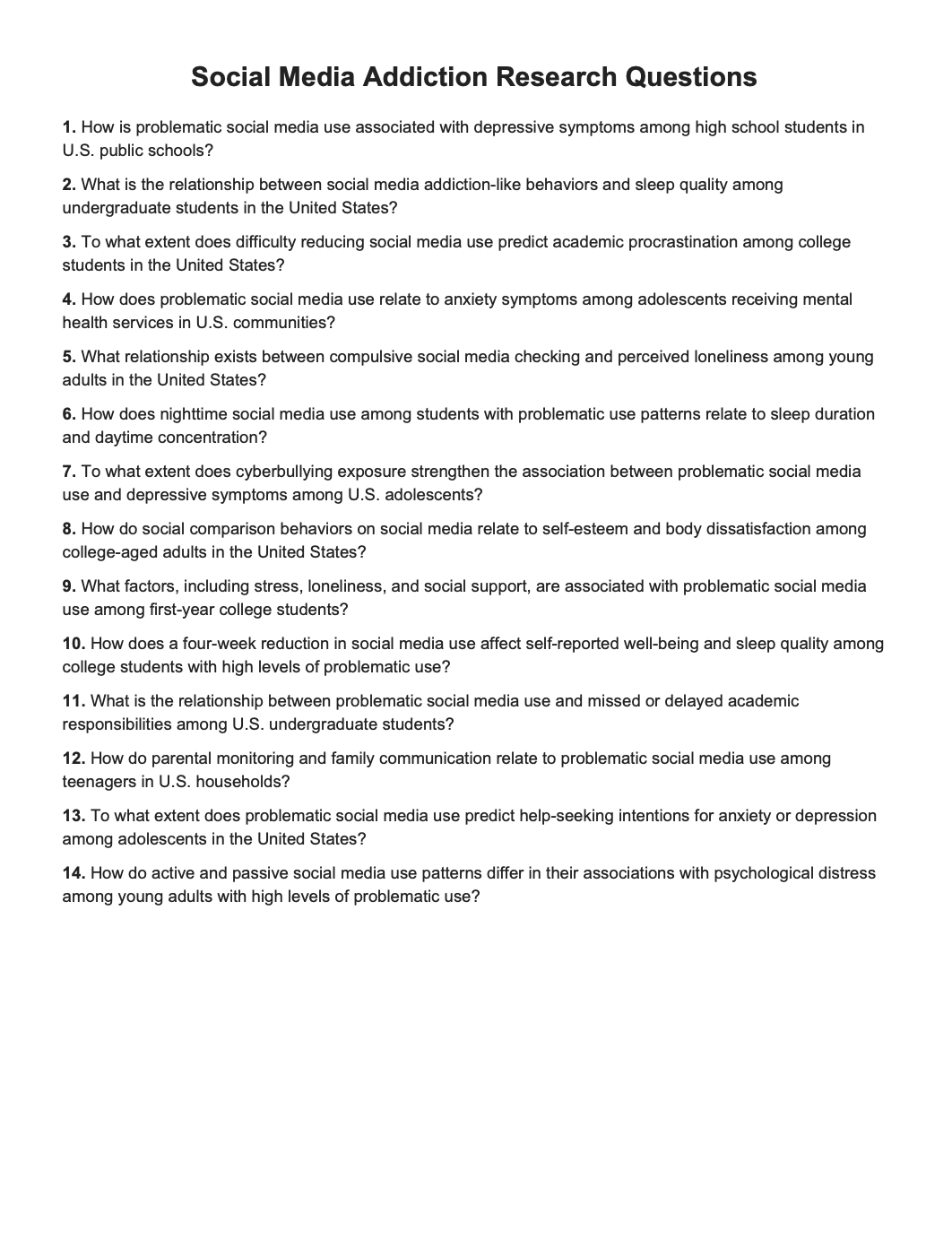 Social Media Addiction Research Questions - Free AI Research Questions Generator, 50+ Real Research Question Examples