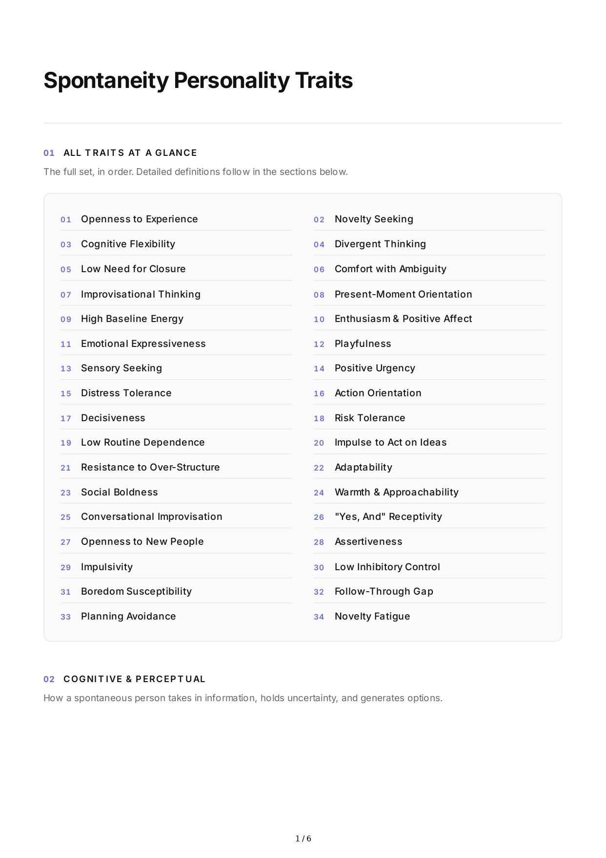 Spontaneity Personality Traits - Free AI Personality Traits Generator, 50+ Real Personality Traits Examples