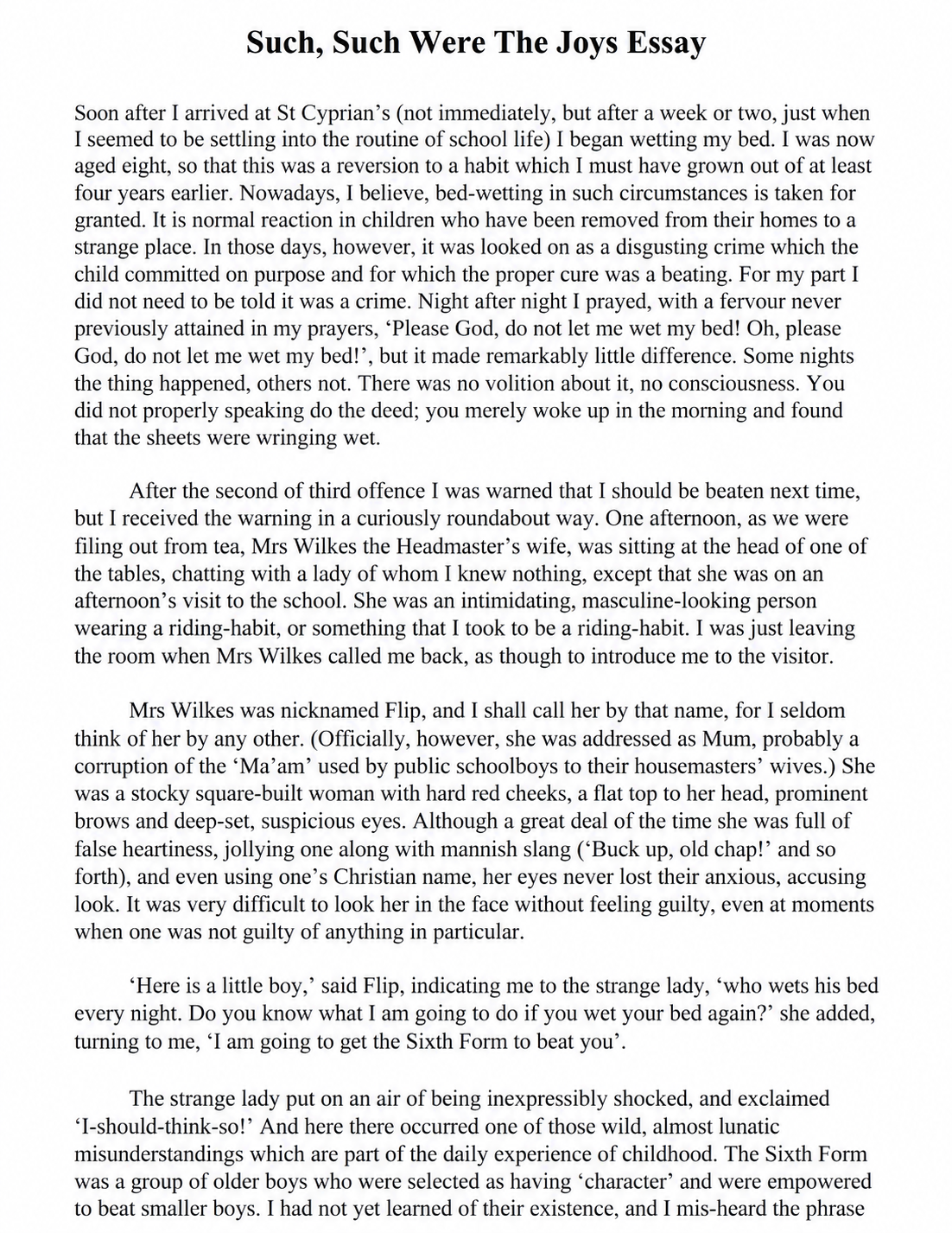 Such, Such Were The Joys Essay - Free AI Essay Generator, 50+ Real Essay Examples