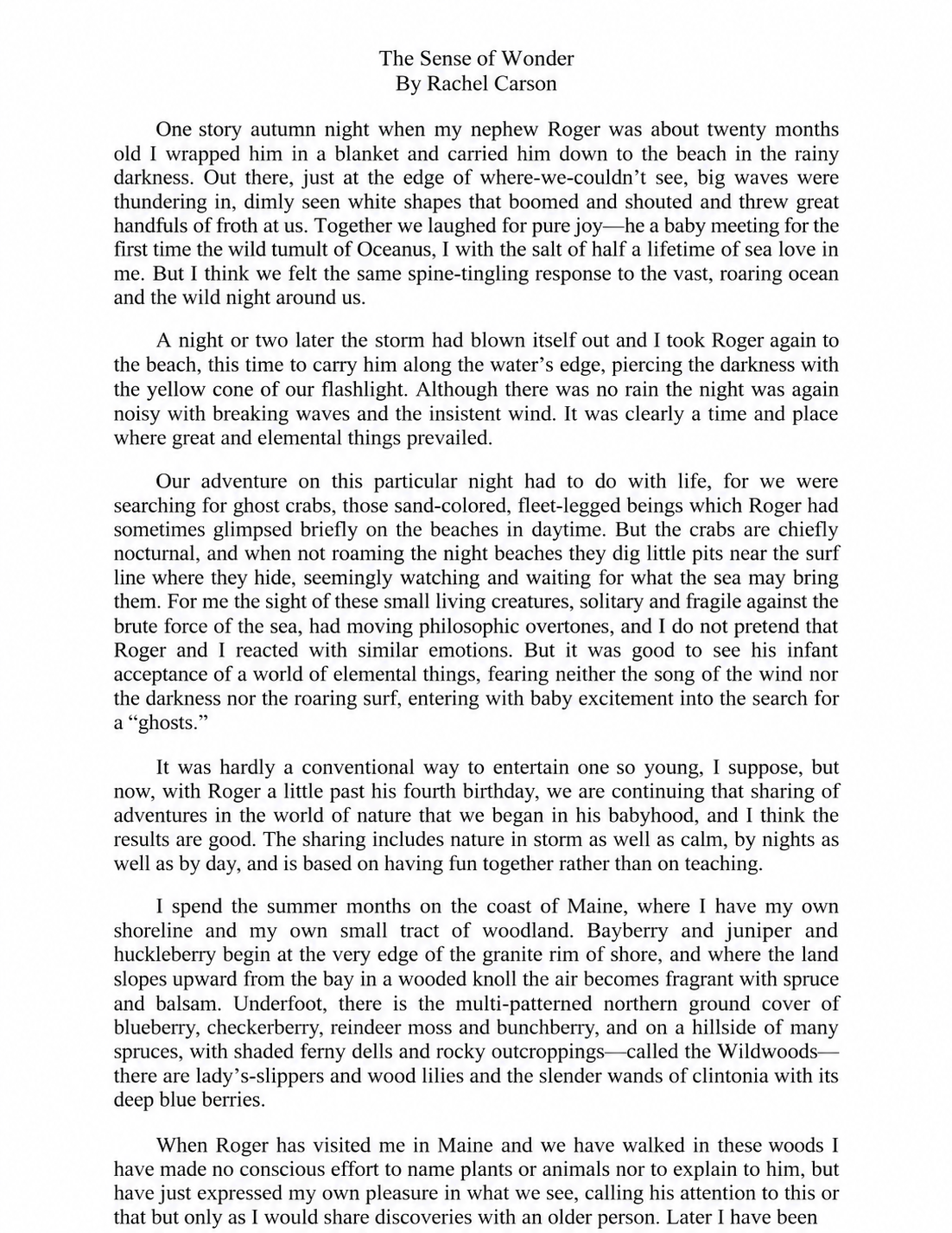 The Sense of Wonder Essay - Free AI Essay Generator, 50+ Real Essay Examples