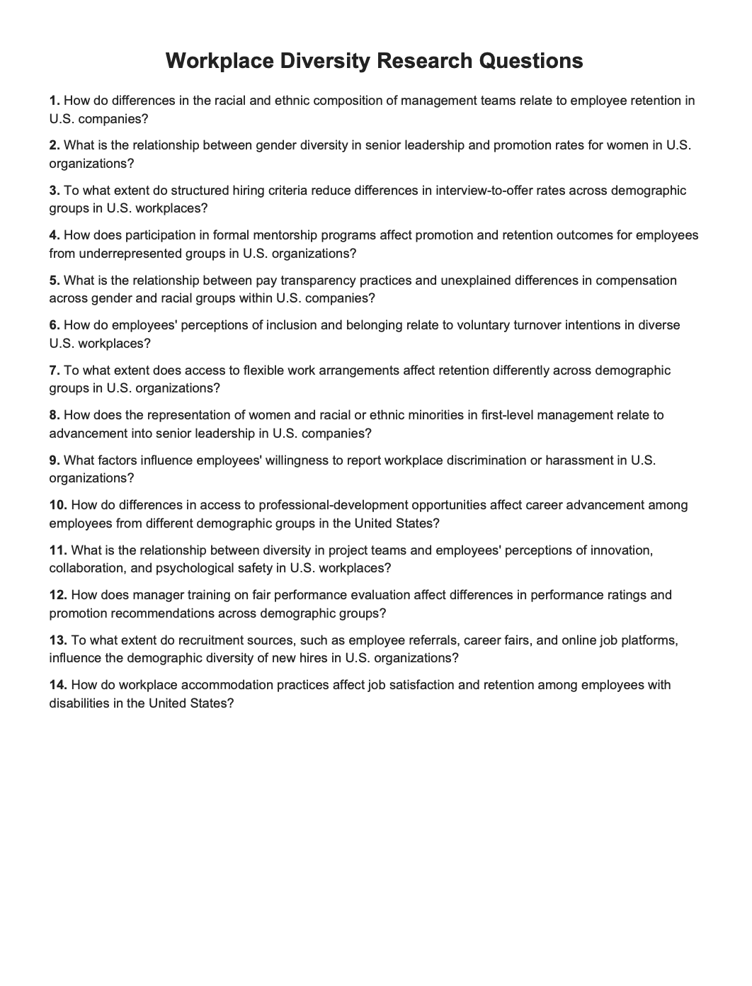 Workplace Diversity Research Questions - Free AI Research Questions Generator, 50+ Real Research Question Examples