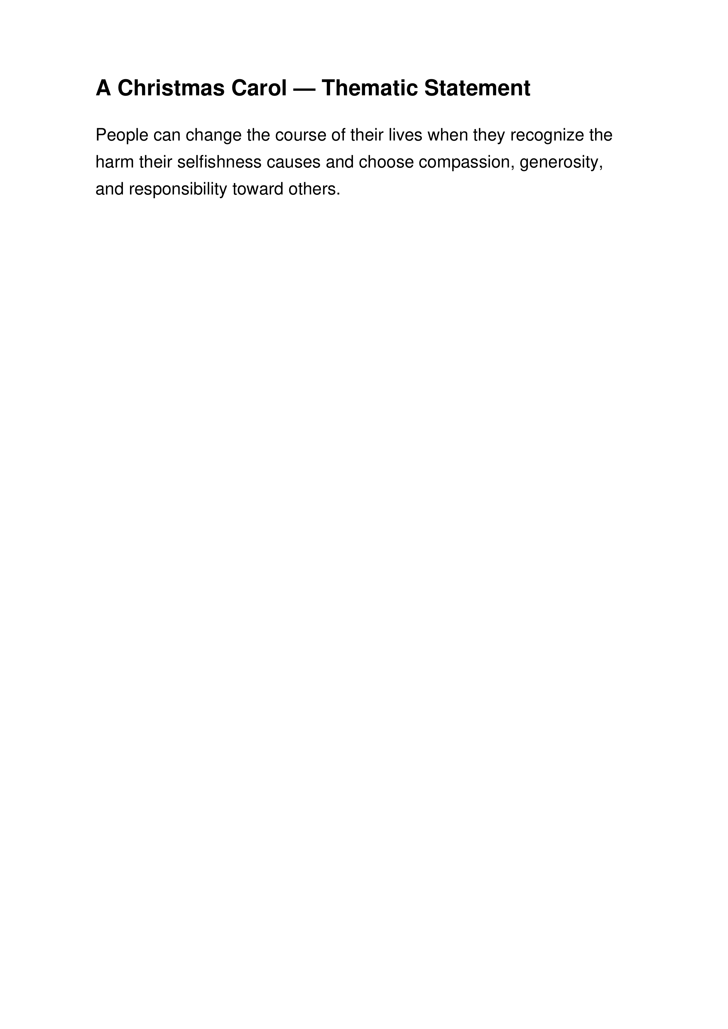 A Christmas Carol Thematic Statement — page 1