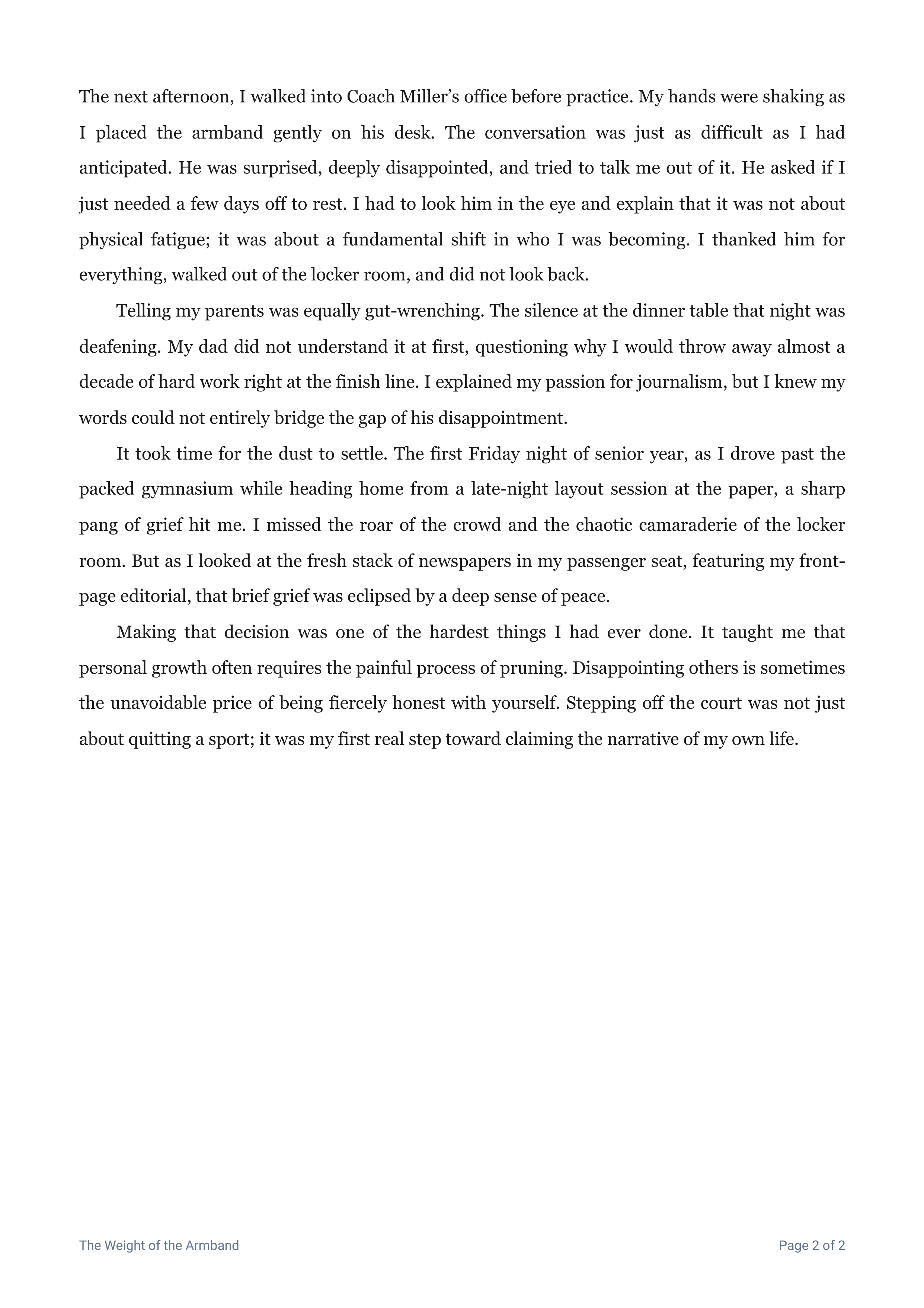 A Difficult Decision I Made Narrative Essay — page 2