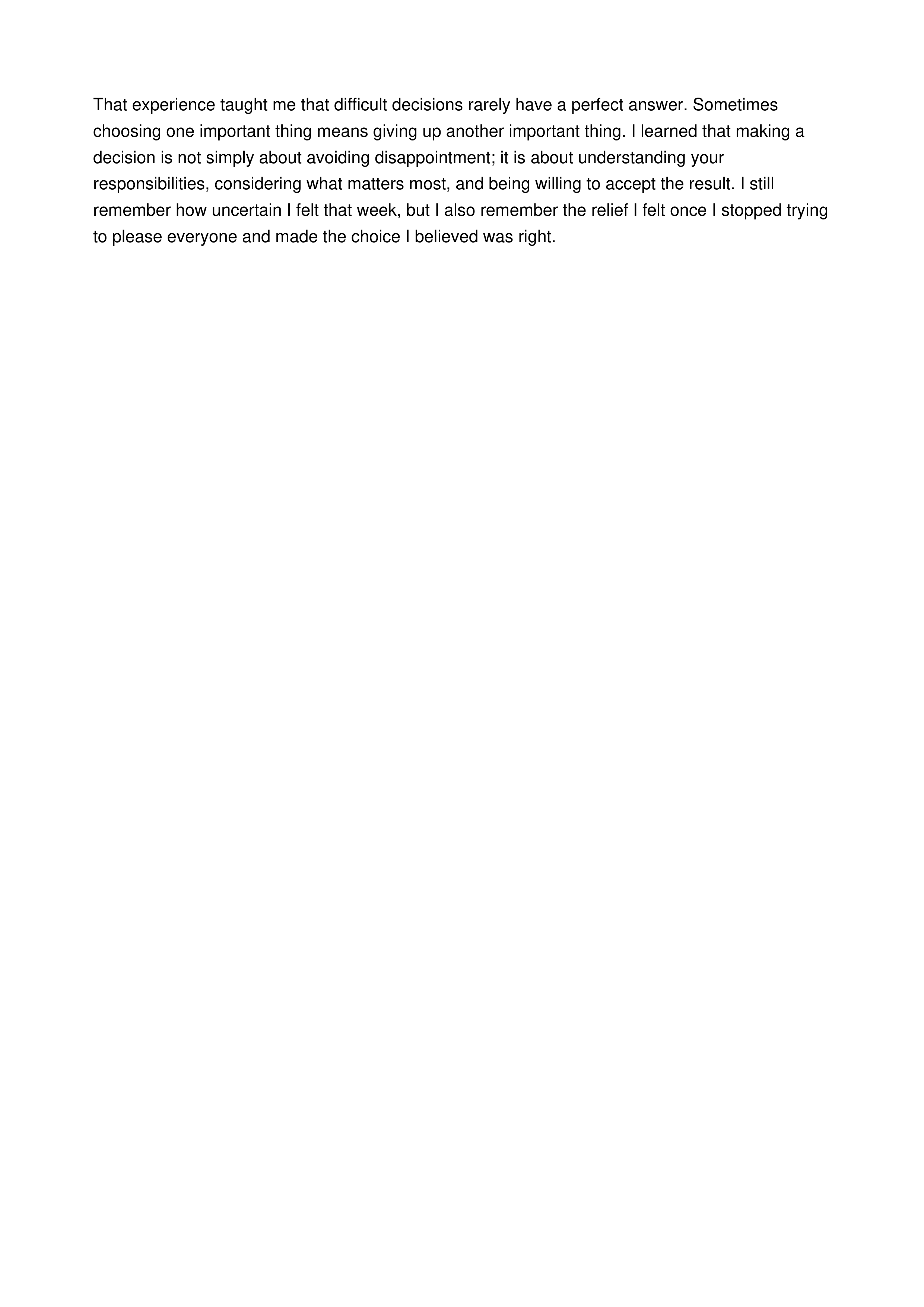 A Difficult Decision Personal Narrative — page 2
