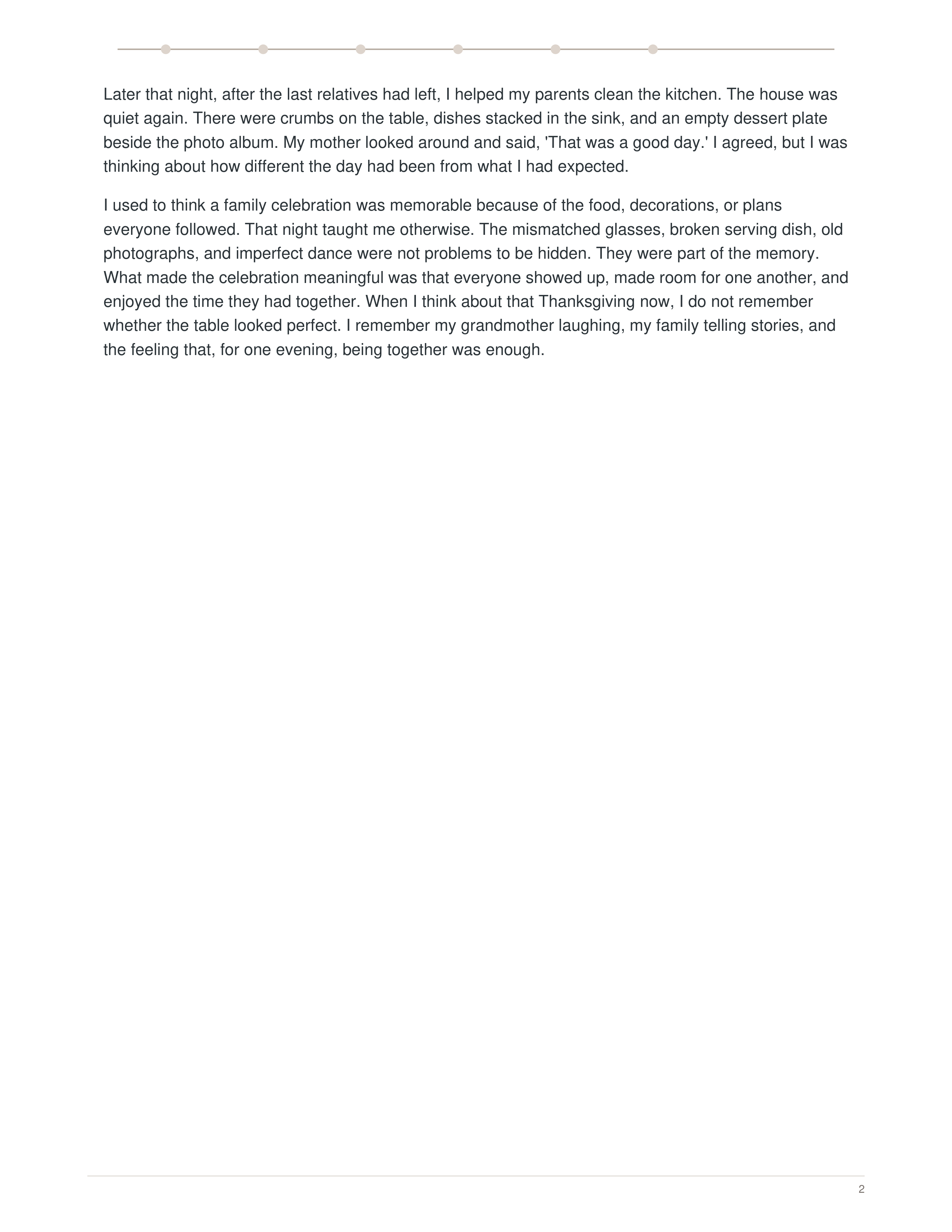 A Family Celebration Narrative Essay — page 2