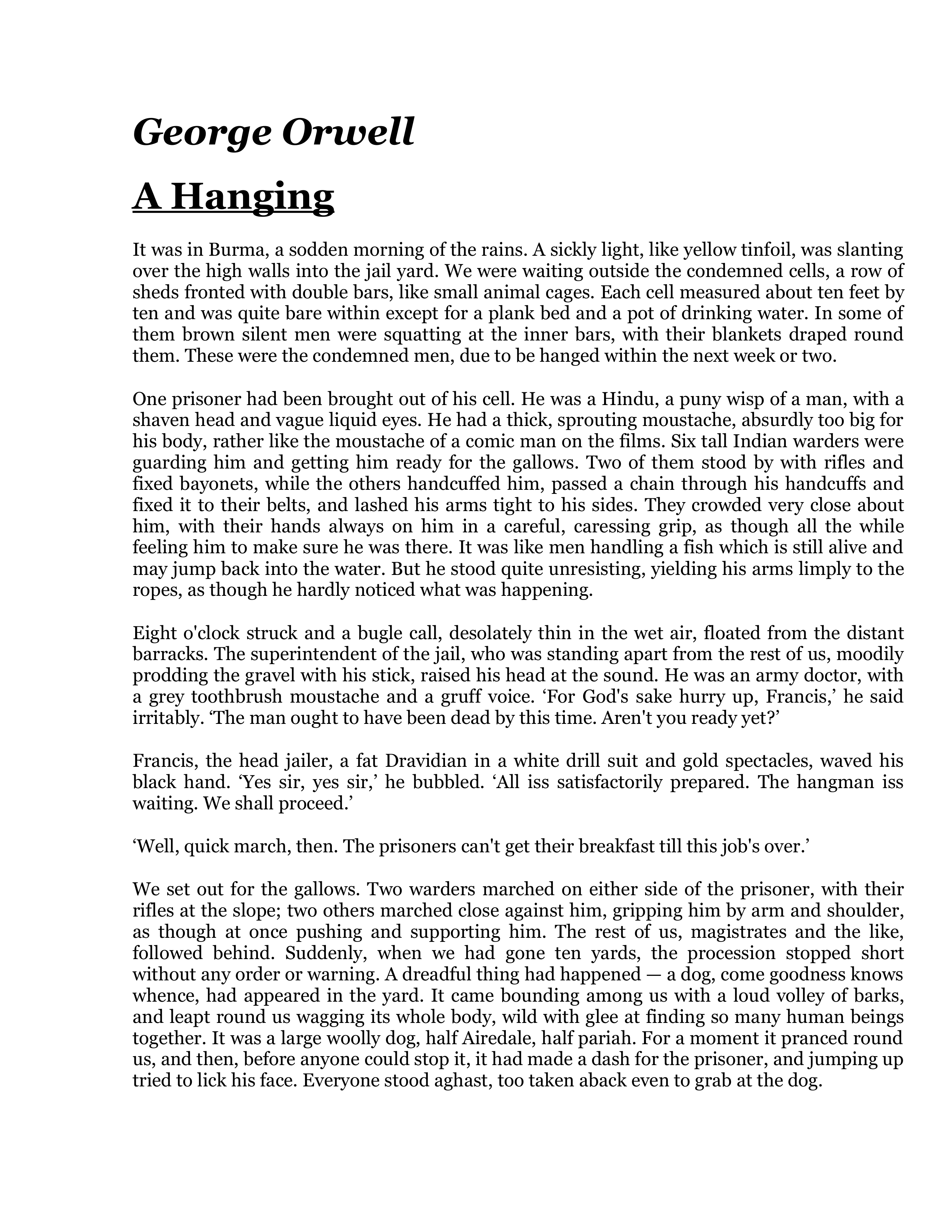 A Hanging Essay — page 1
