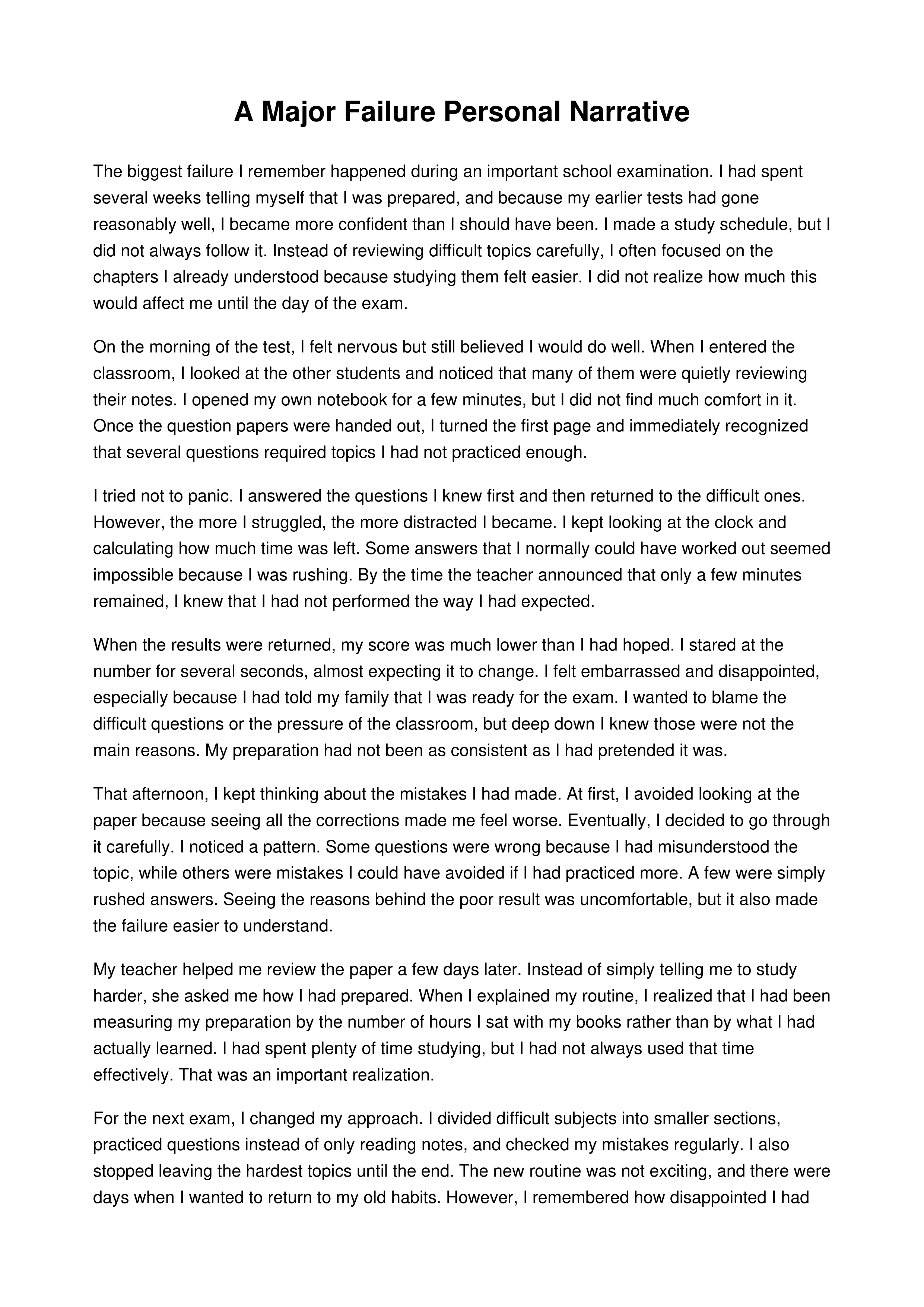 A Major Failure Personal Narrative — page 1