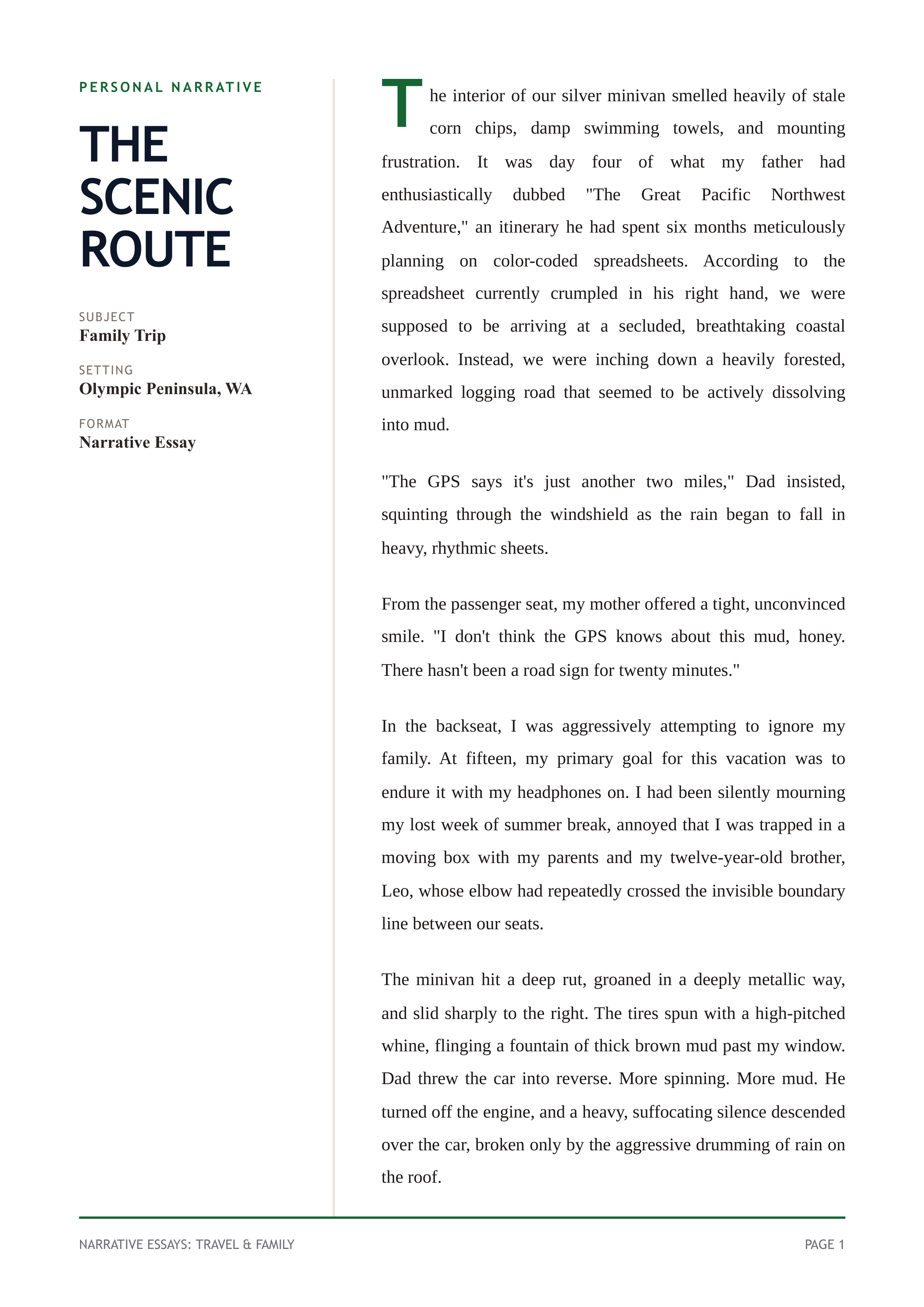 A Memorable Family Trip Narrative Essay — page 1
