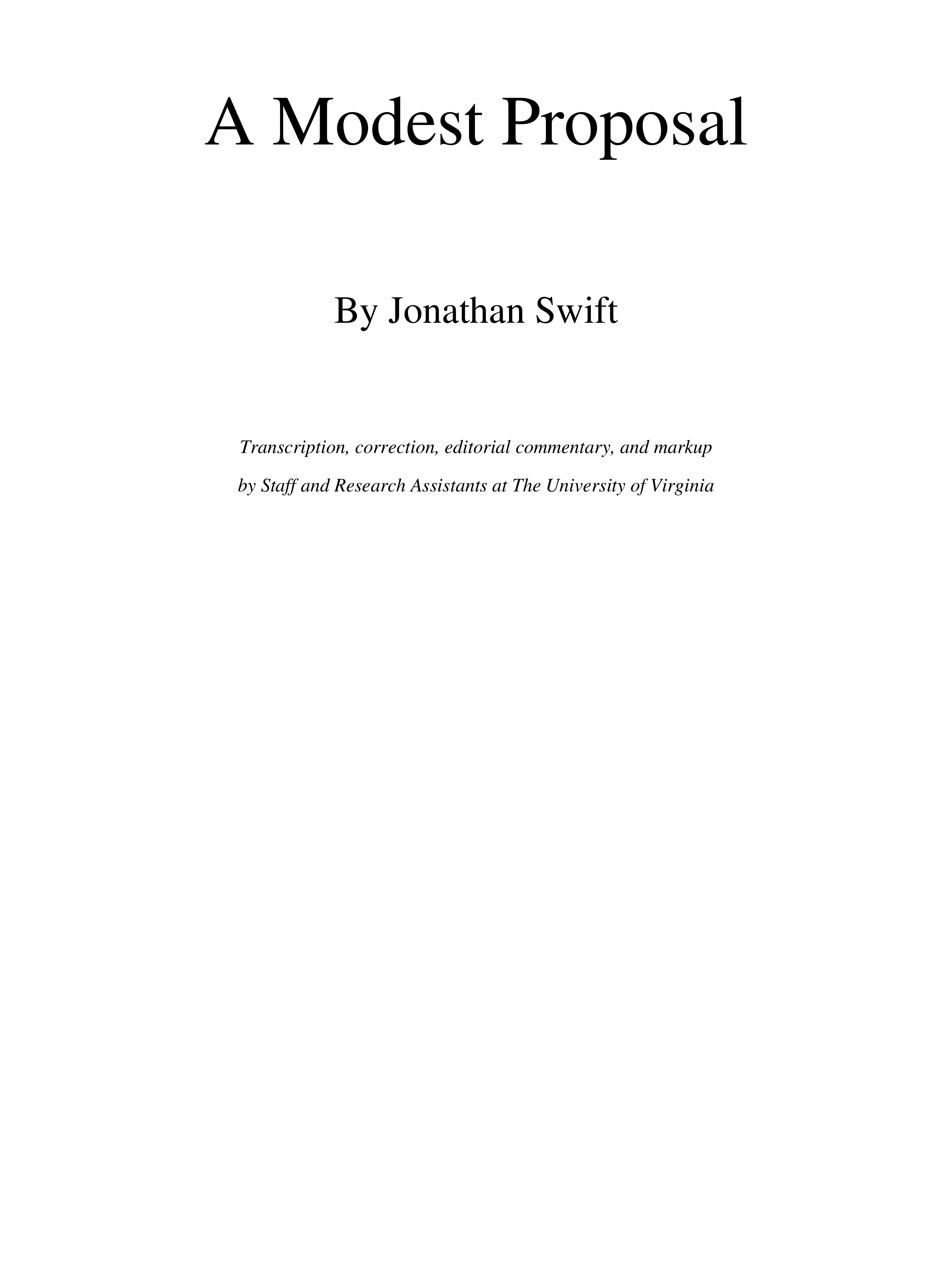 A Modest Proposal Essay — page 1