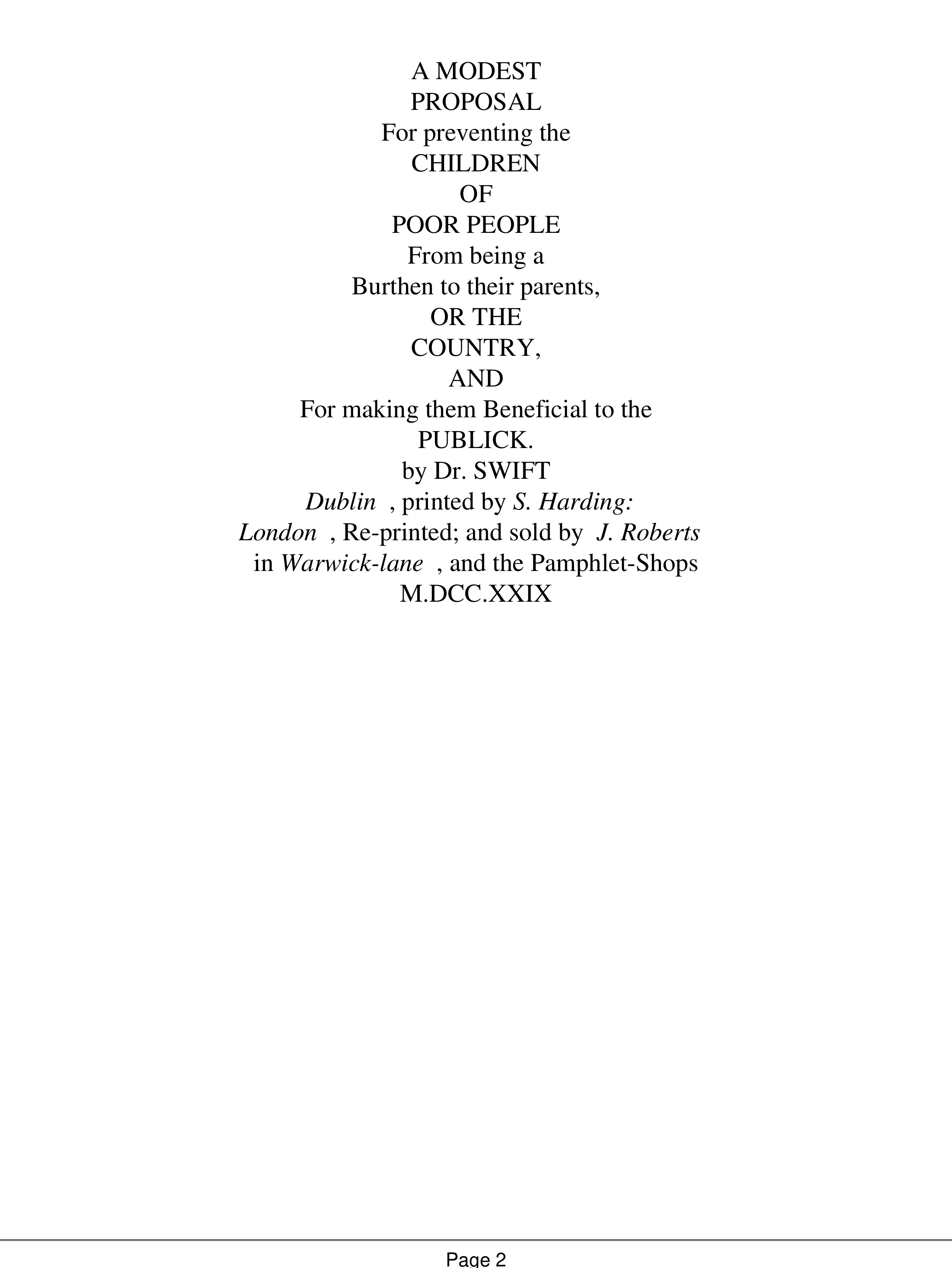 A Modest Proposal Essay — page 2