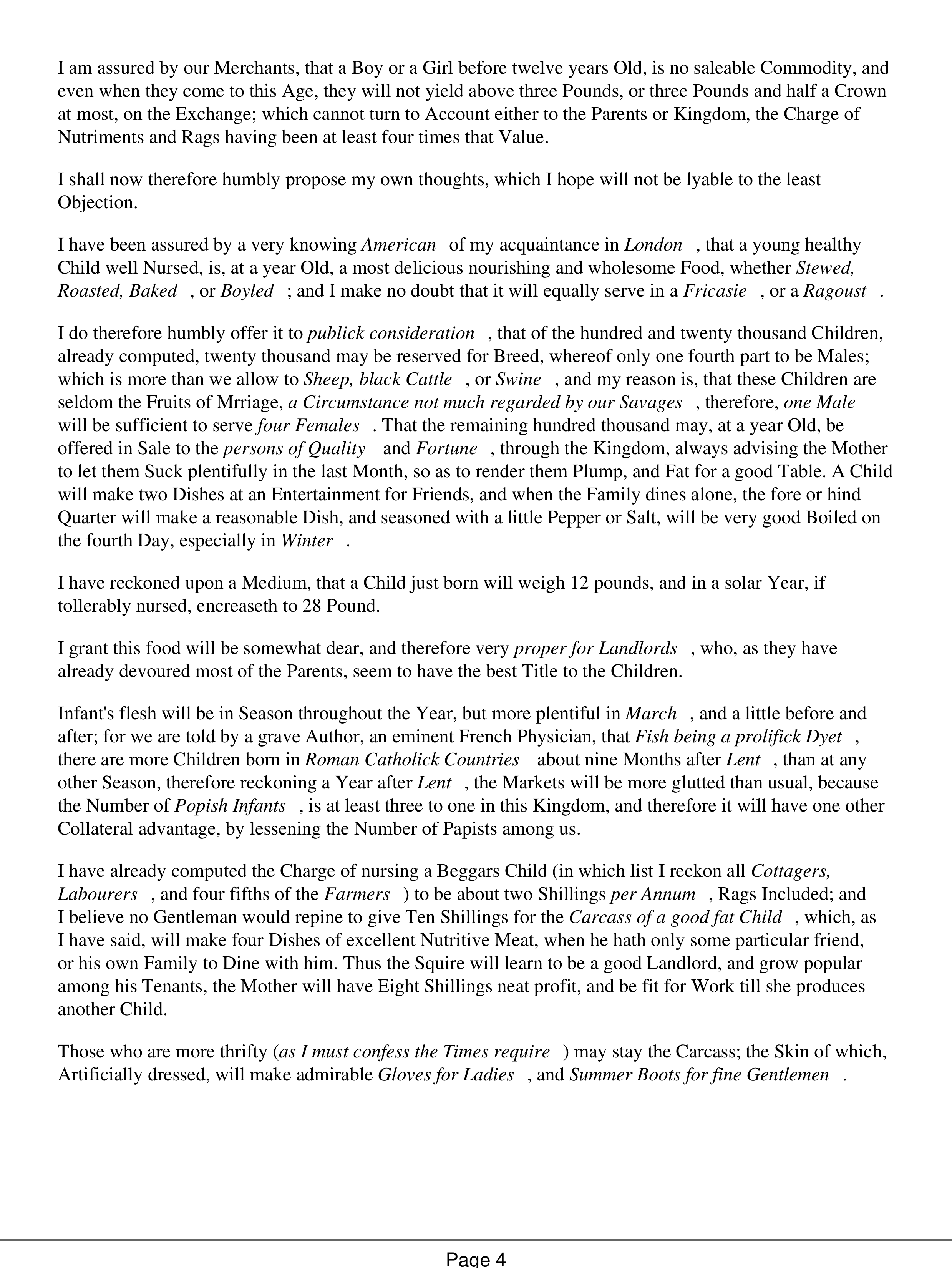 A Modest Proposal Essay — page 4