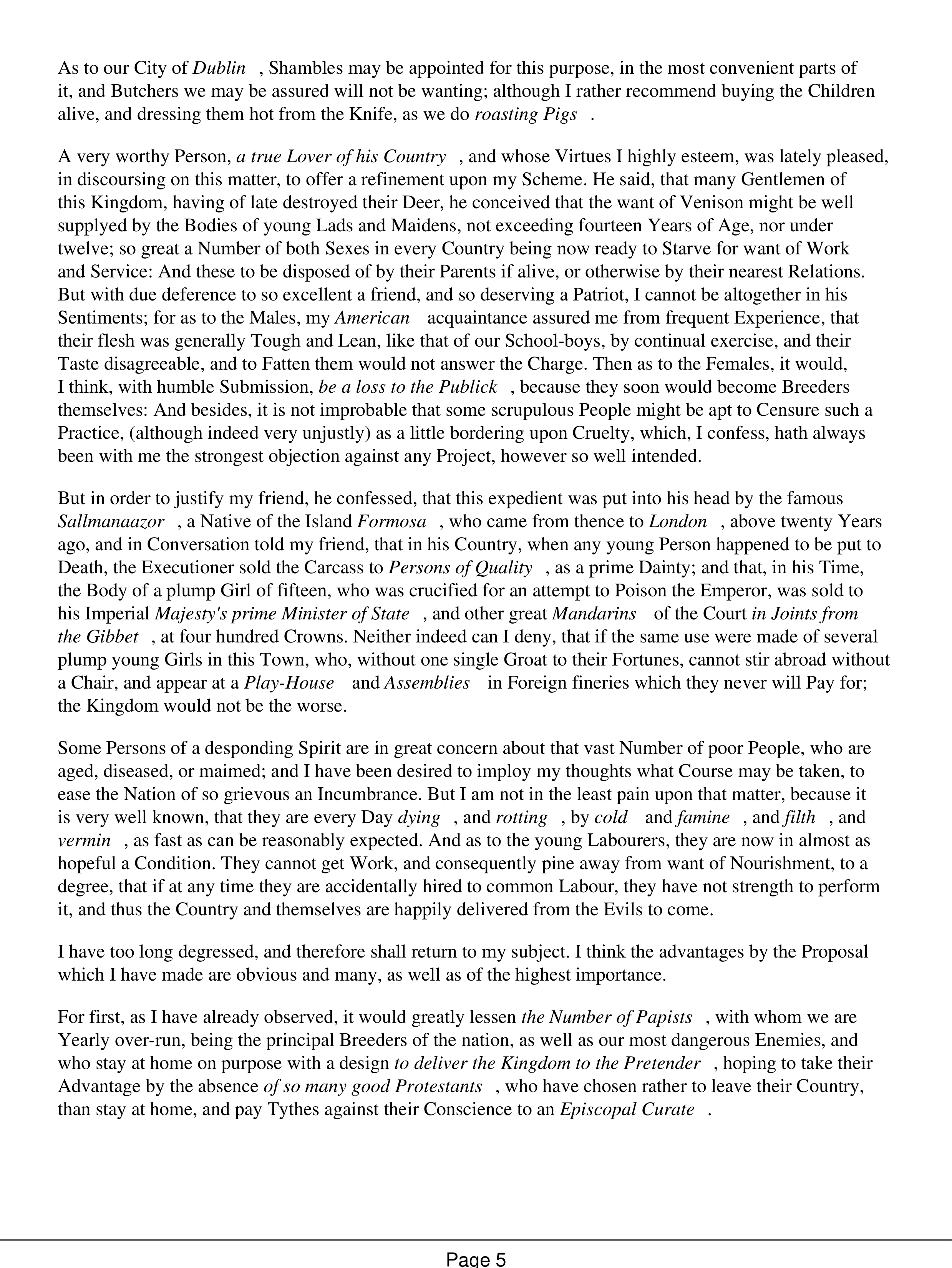 A Modest Proposal Essay — page 5