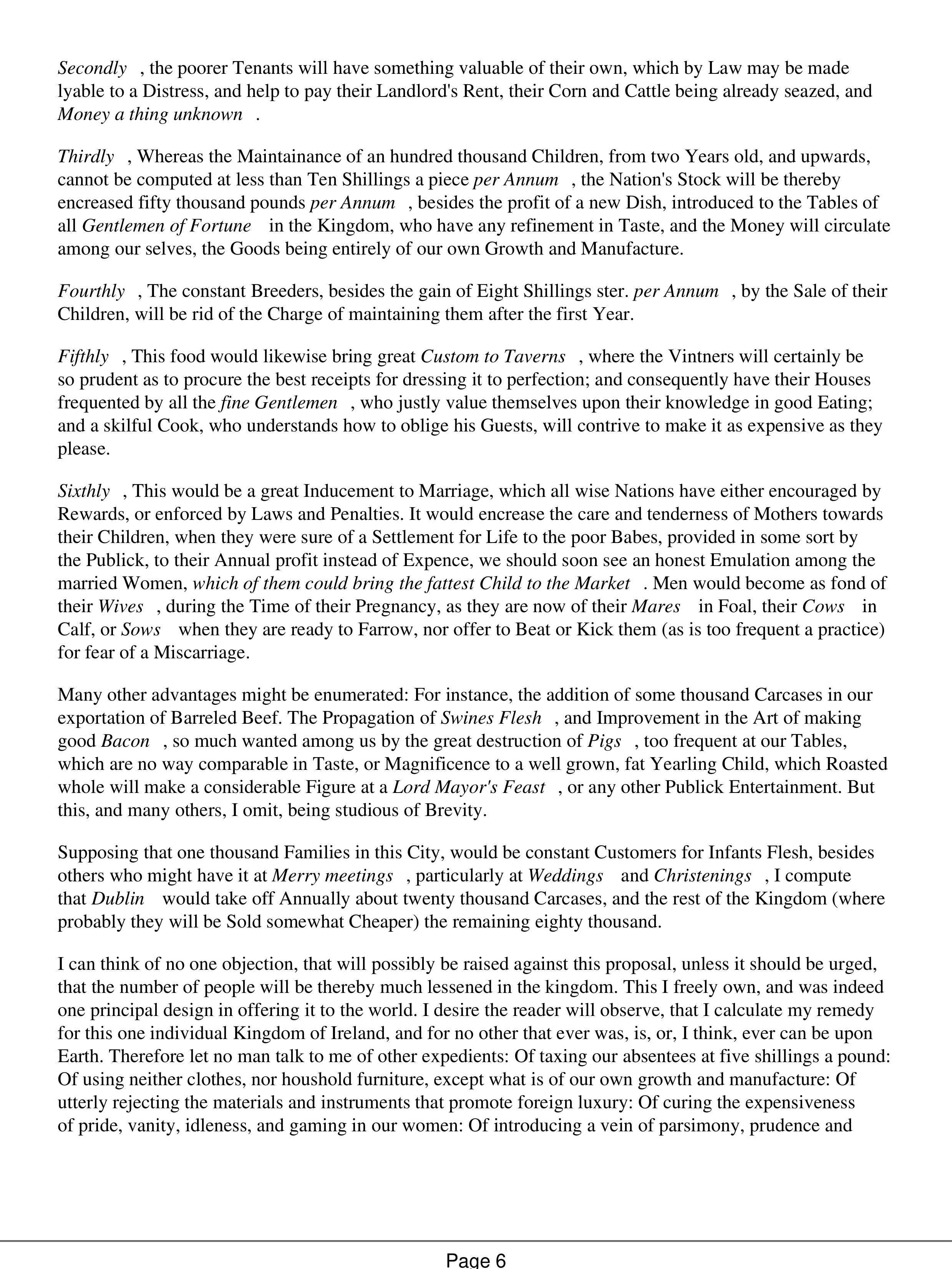 A Modest Proposal Essay — page 6