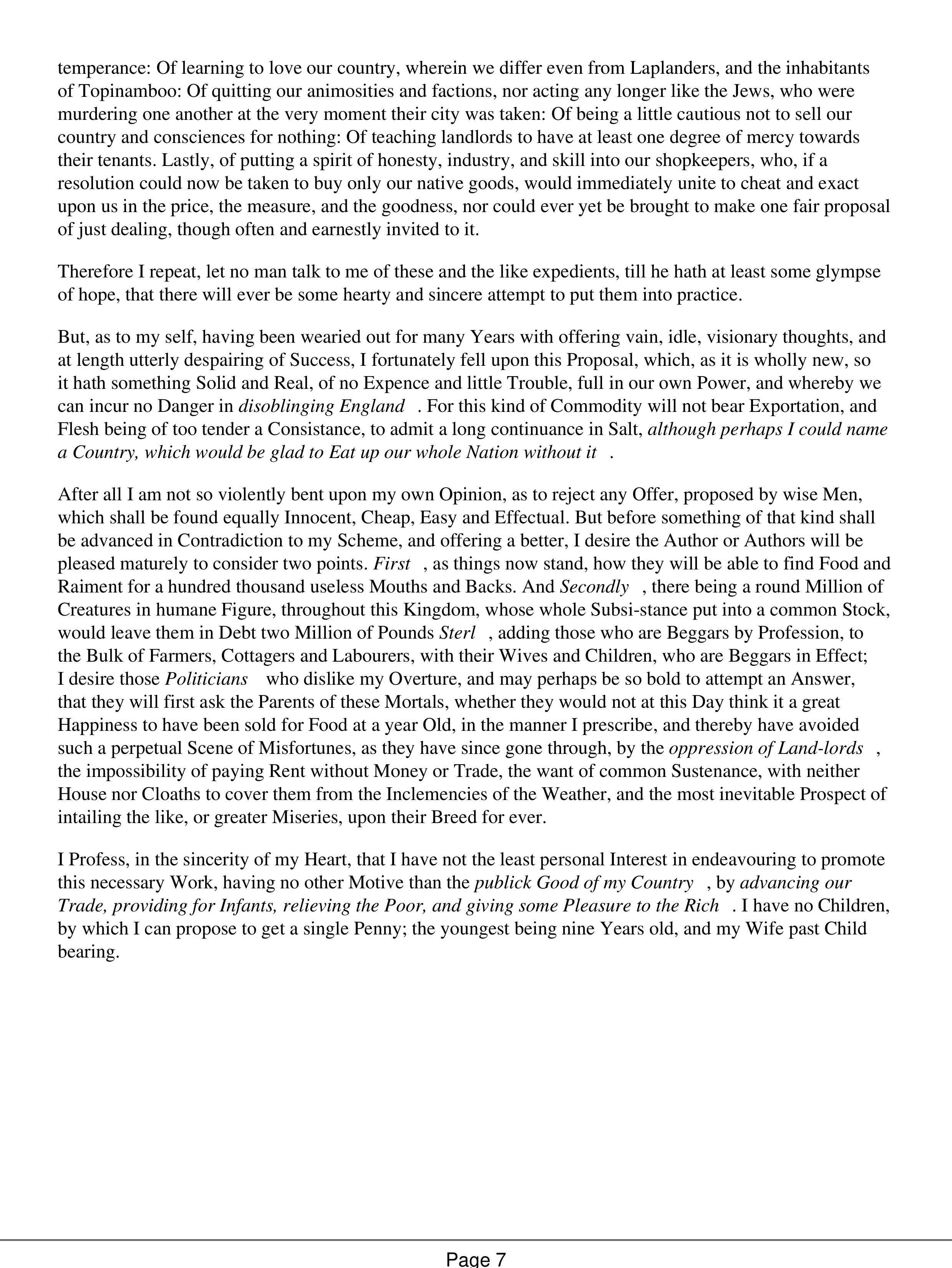 A Modest Proposal Essay — page 7