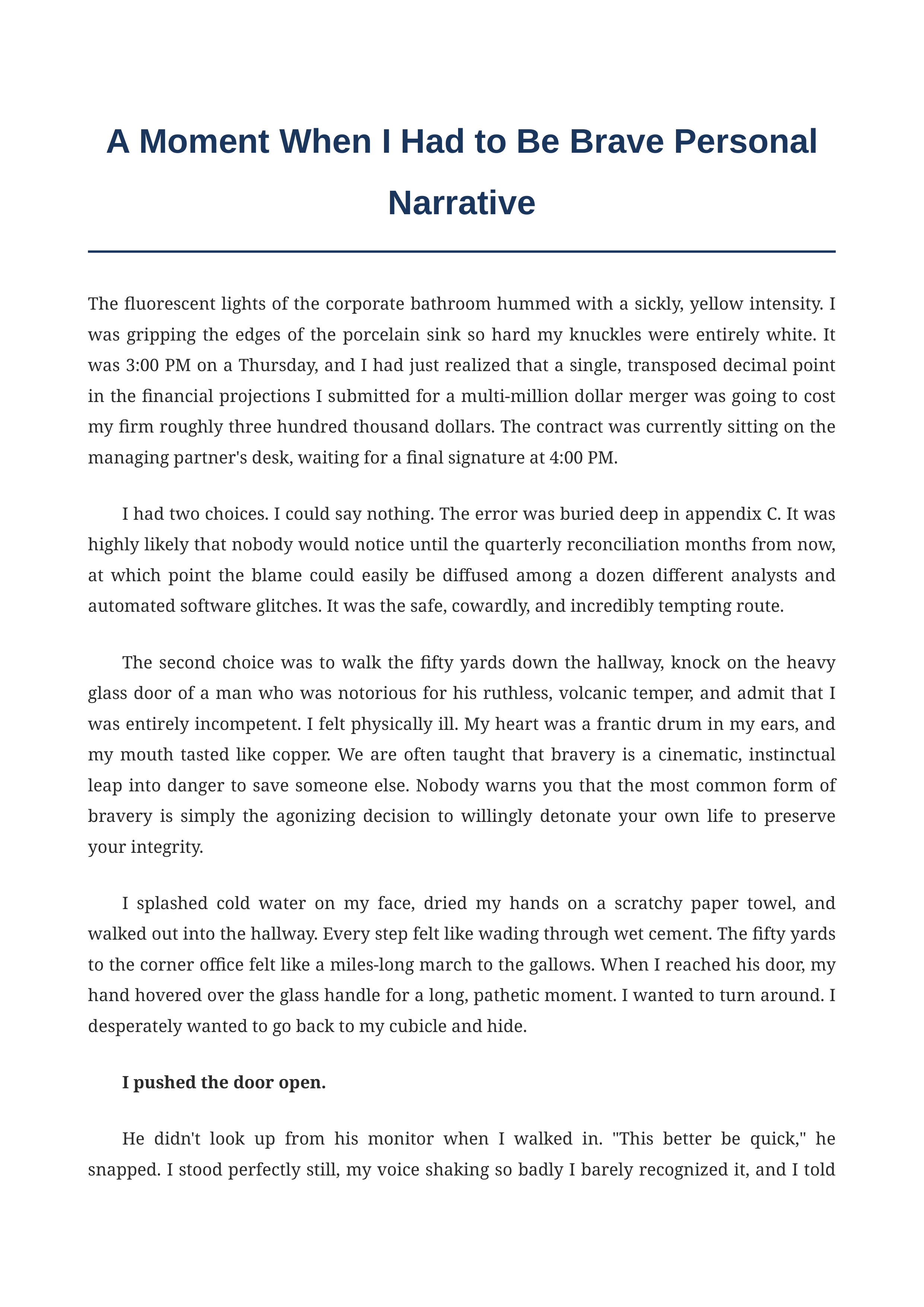 A Moment When I Had to Be Brave Personal Narrative — page 1