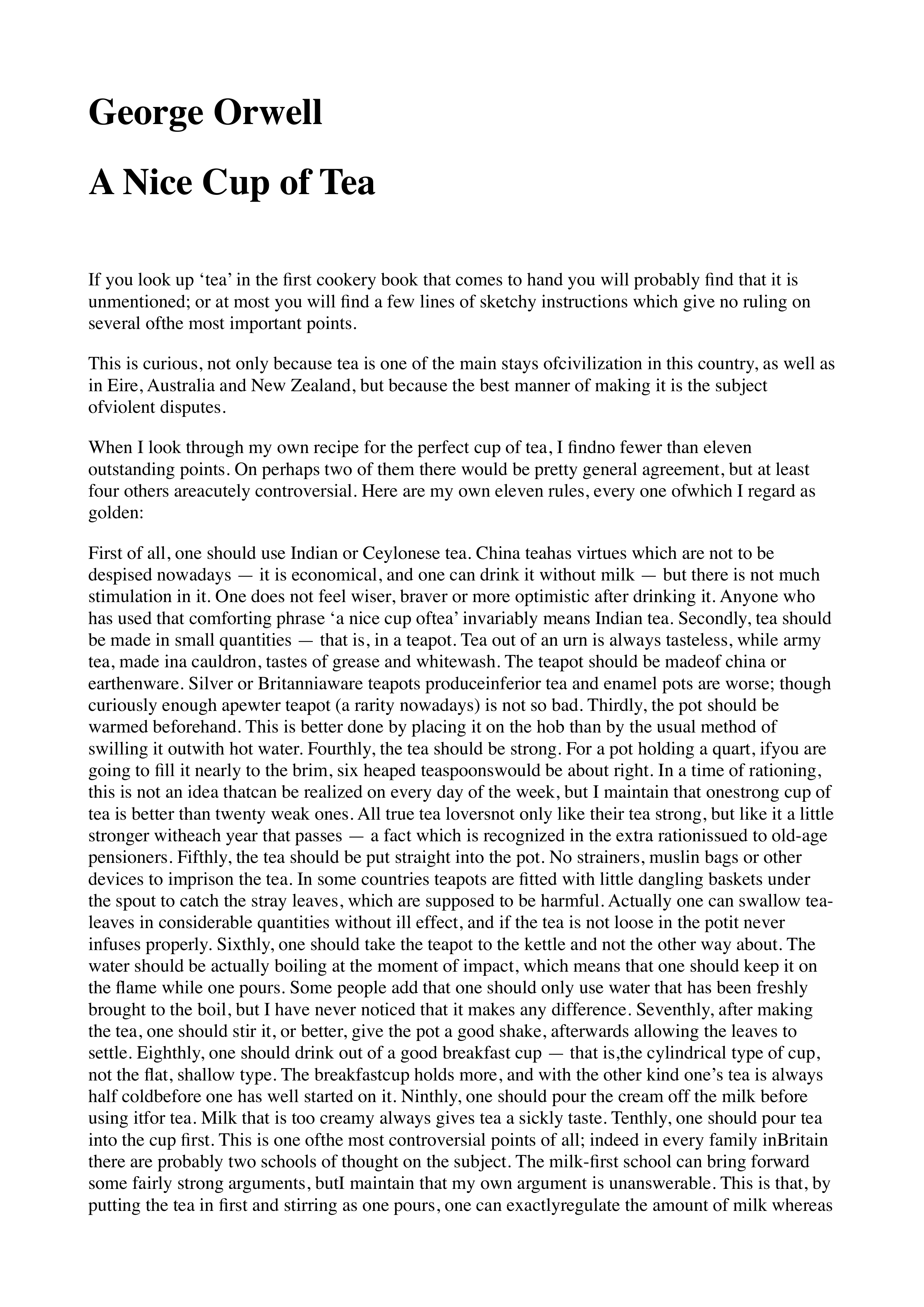 A Nice Cup of Tea Essay — page 1