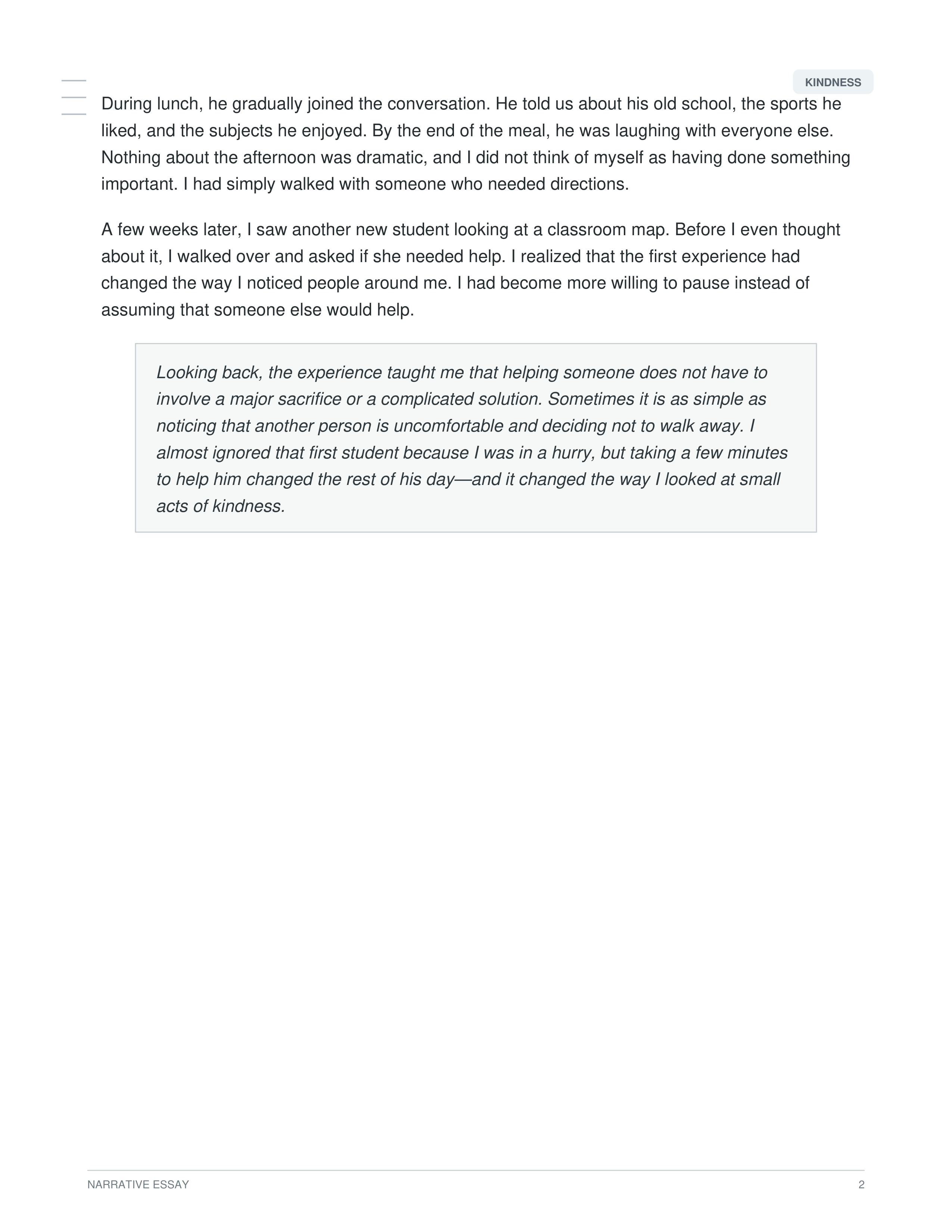 A Time I Helped Someone Narrative Essay — page 2