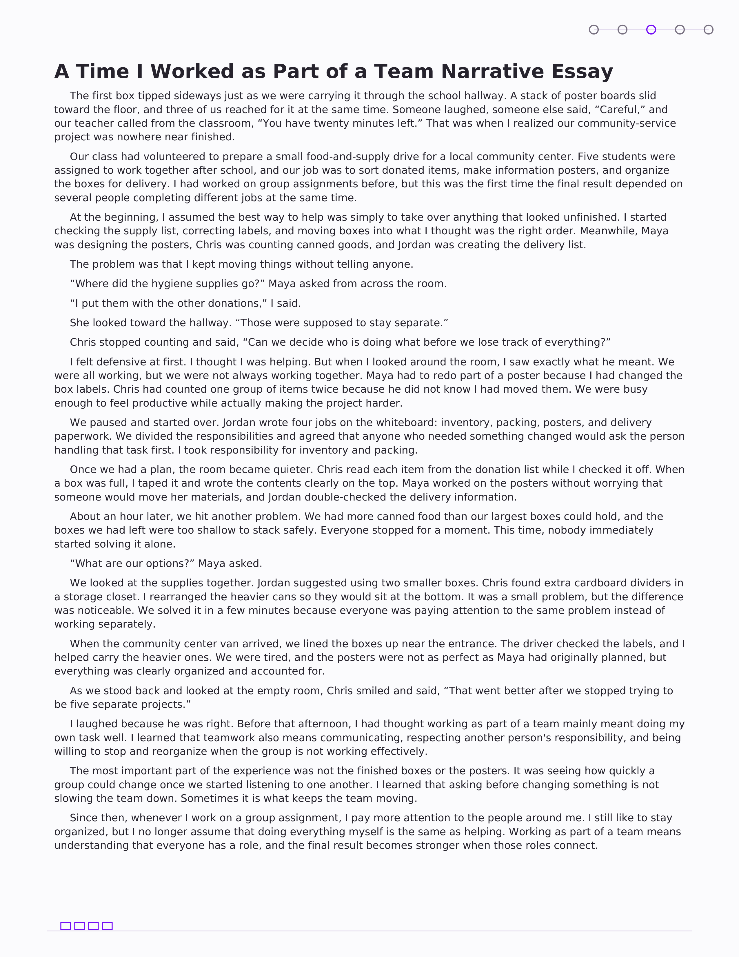 A Time I Worked as Part of a Team Narrative Essay — page 1