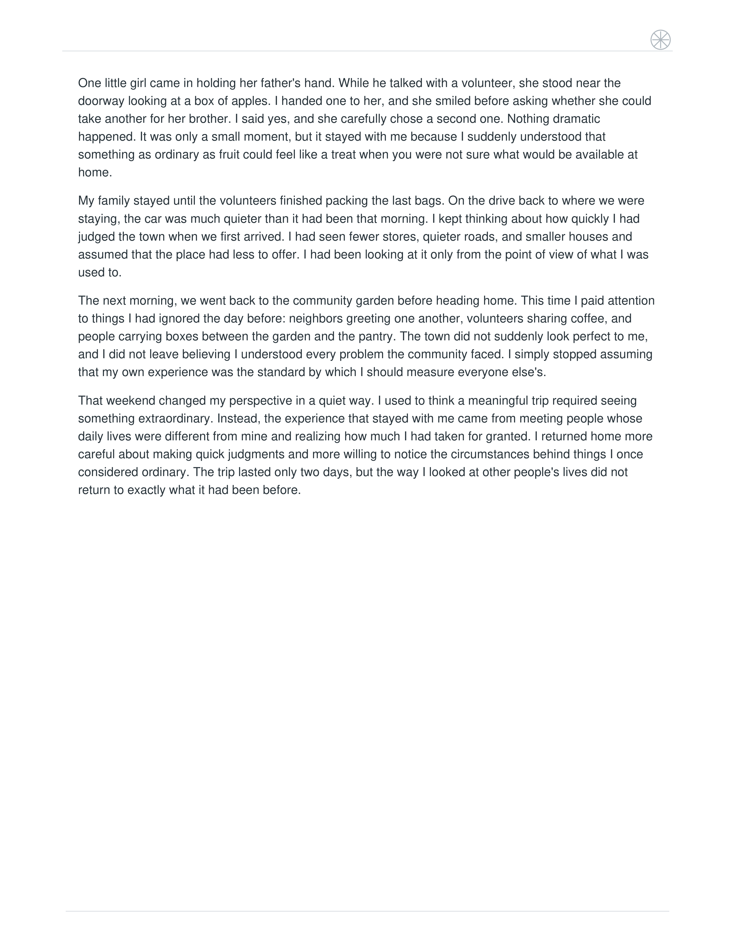 A Trip That Changed My Perspective Narrative Essay — page 2