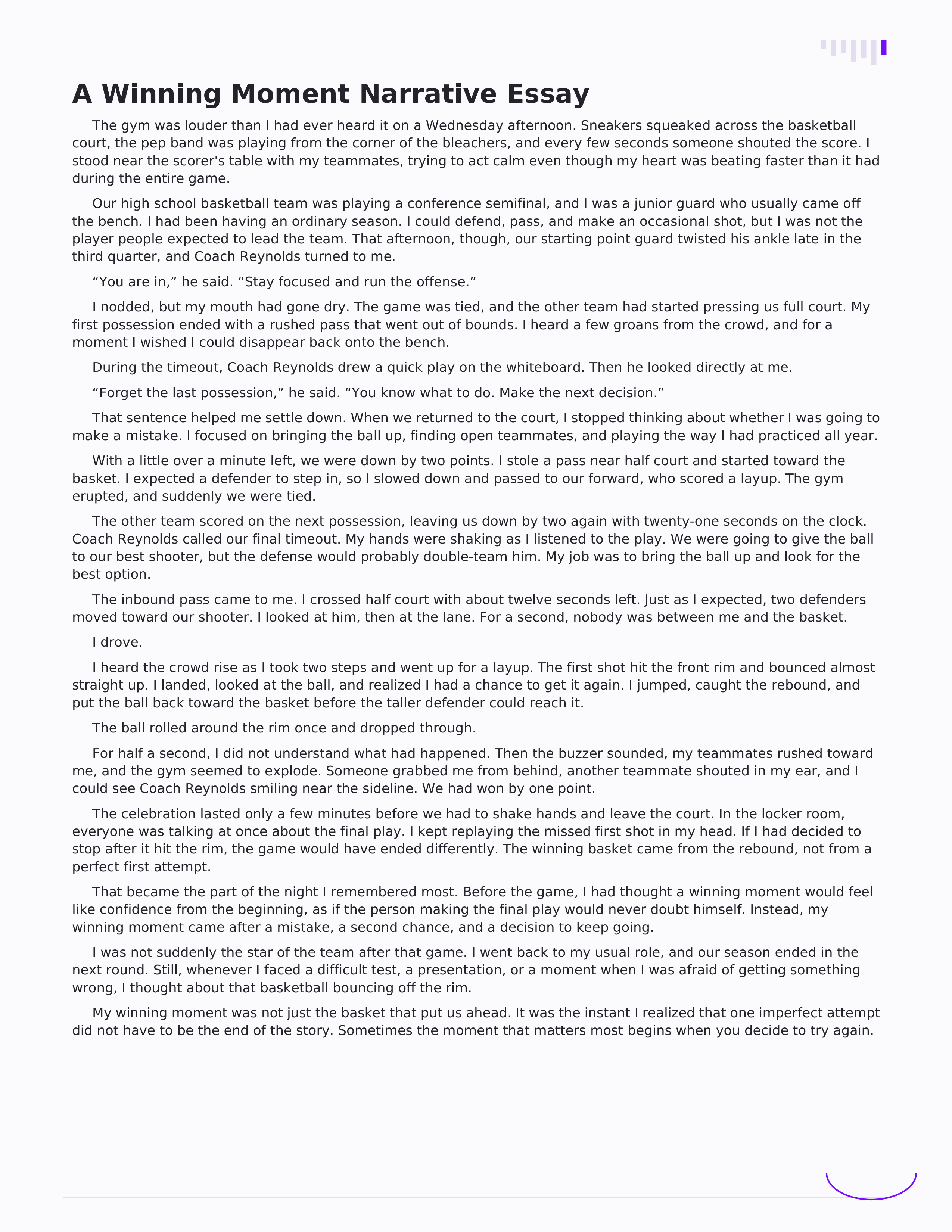 A Winning Moment Narrative Essay — page 1