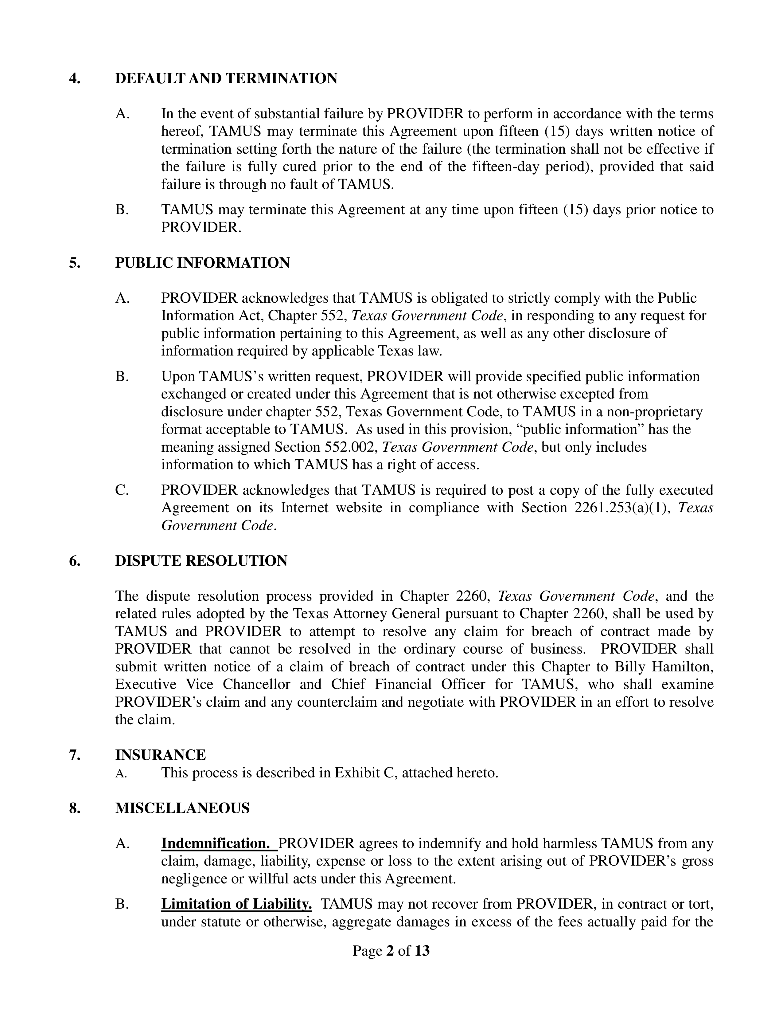 AGREEMENT BETWEEN THE TEXAS A&M UNIVERSITY SYSTEM OFFICES AND ERNST & YOUNG — page 2