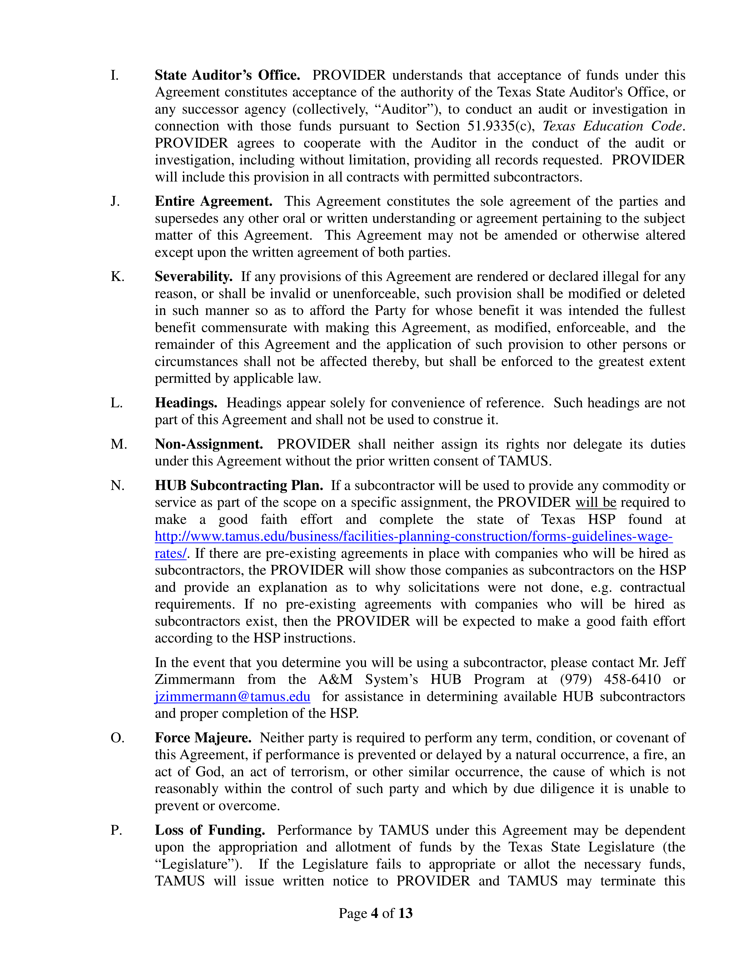 AGREEMENT BETWEEN THE TEXAS A&M UNIVERSITY SYSTEM OFFICES AND ERNST & YOUNG — page 4