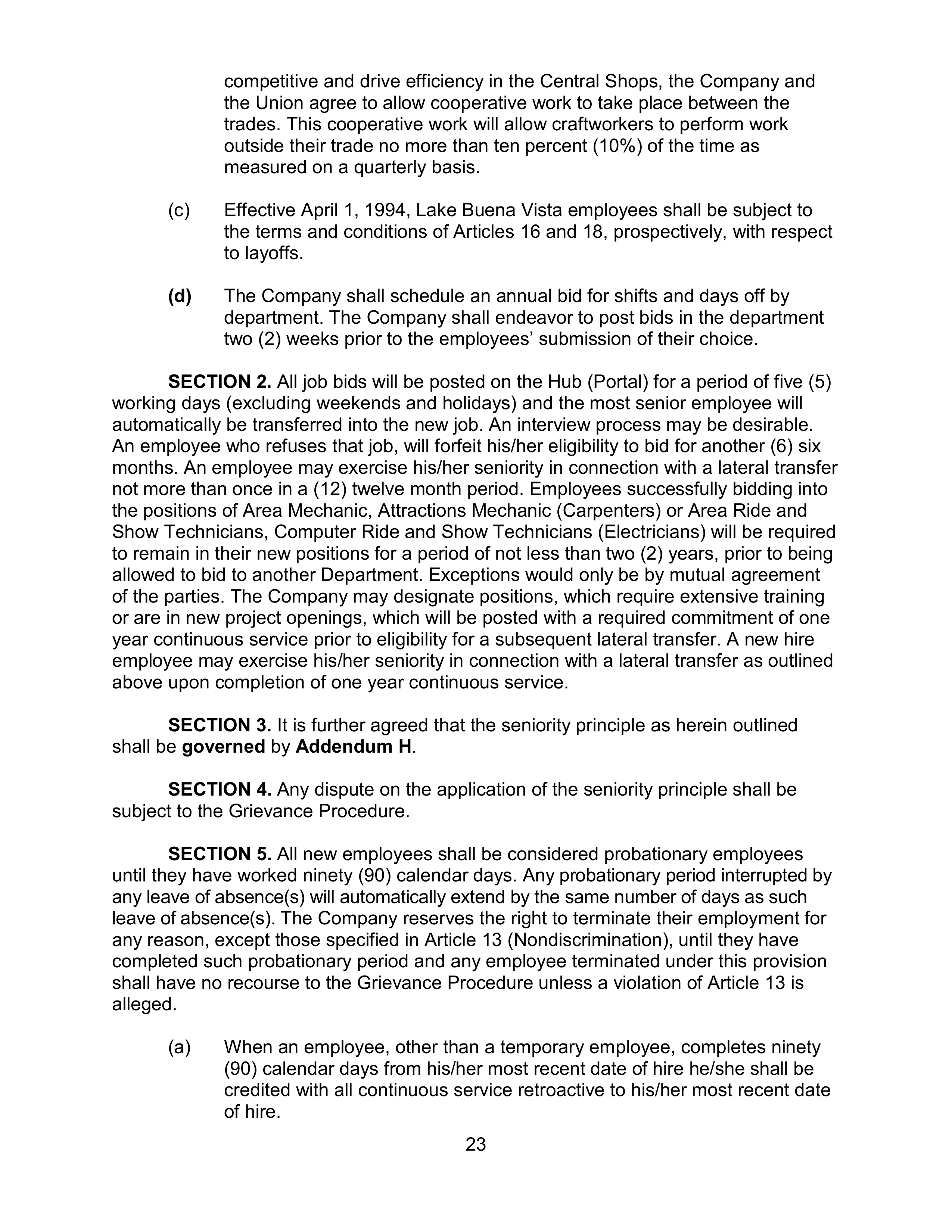 AGREEMENT BETWEEN WALT DISNEY WORLD CO. AND NORTH AMERICA’S BUILDING AND TRADES UNION — page 27
