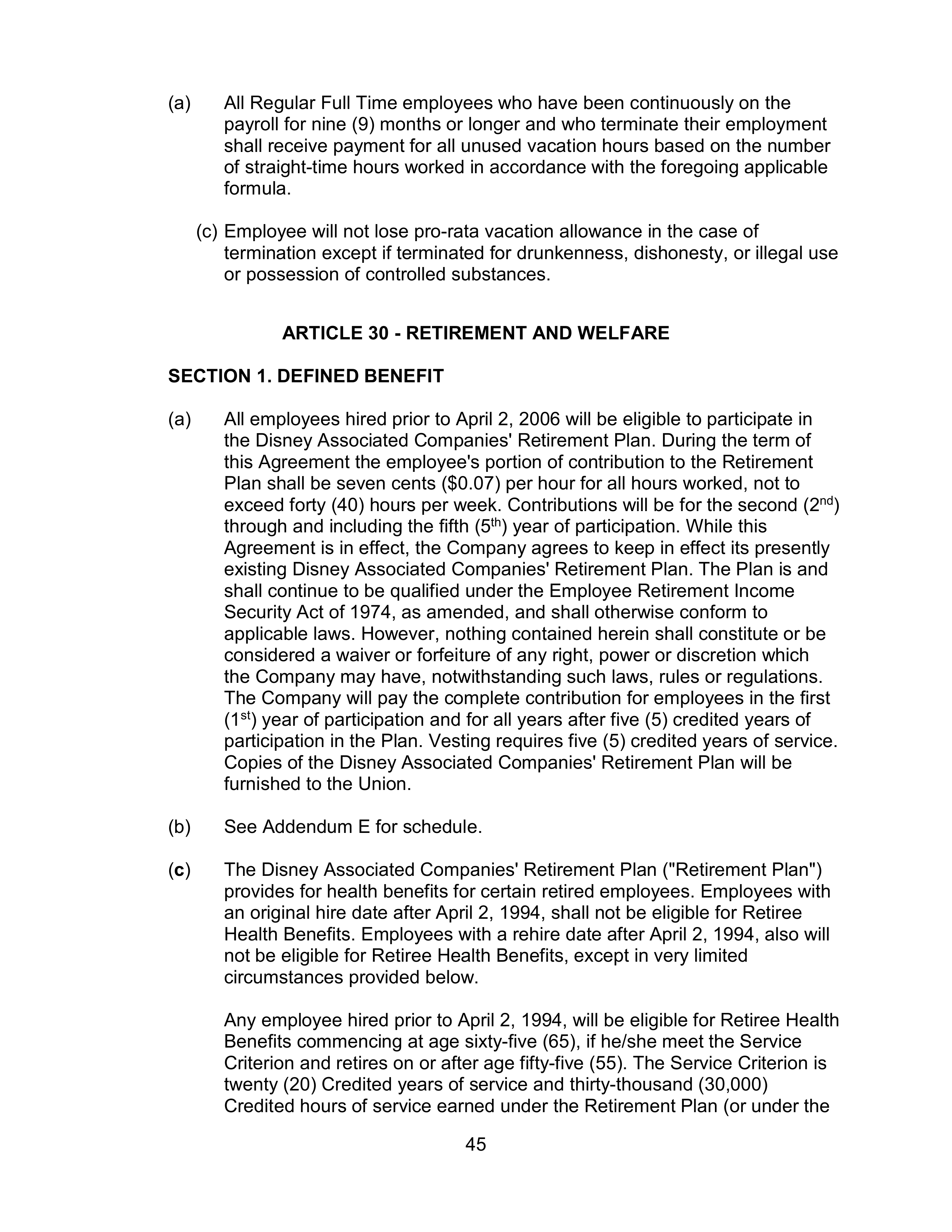 AGREEMENT BETWEEN WALT DISNEY WORLD CO. AND NORTH AMERICA’S BUILDING AND TRADES UNION — page 49