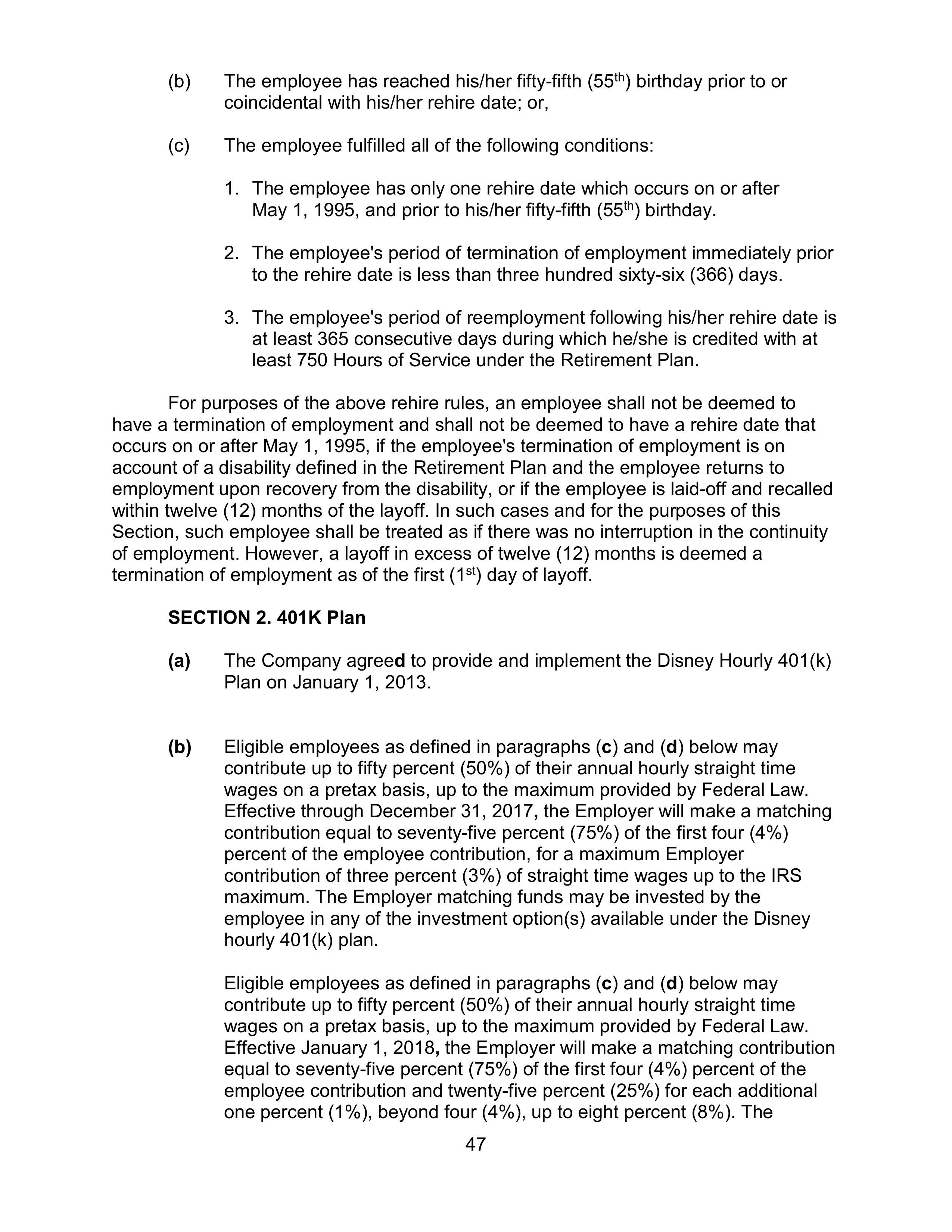 AGREEMENT BETWEEN WALT DISNEY WORLD CO. AND NORTH AMERICA’S BUILDING AND TRADES UNION — page 51