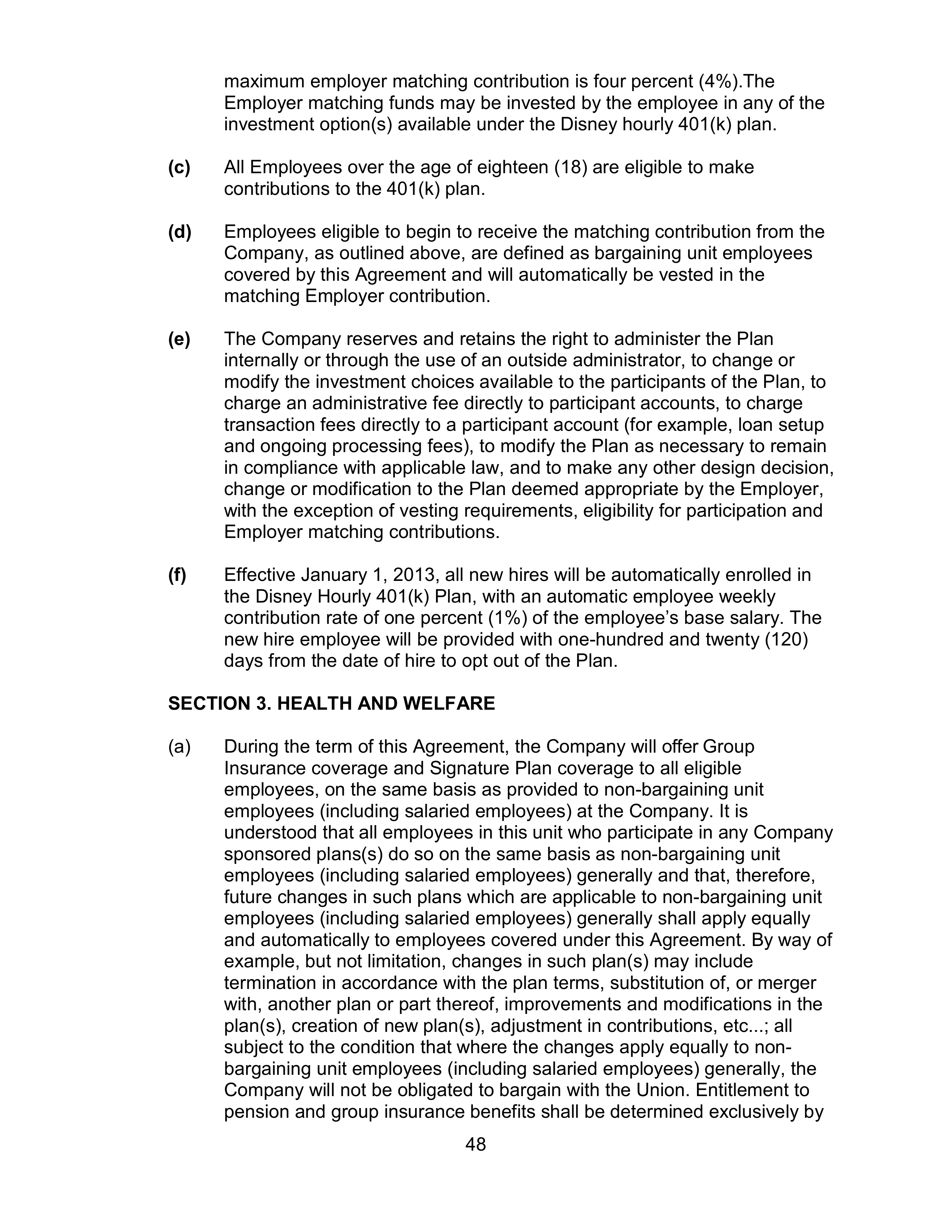 AGREEMENT BETWEEN WALT DISNEY WORLD CO. AND NORTH AMERICA’S BUILDING AND TRADES UNION — page 52